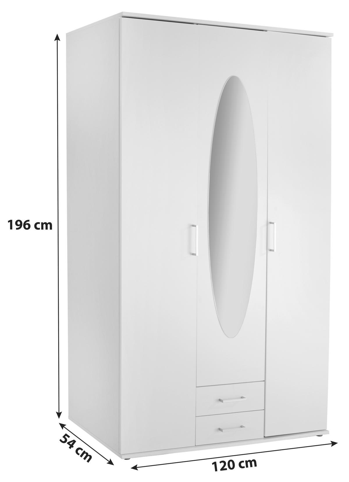Drehtürenschrank Mit Spiegel 159cmpaul,eiche Sonoma 3-Türig - Sonoma Eiche, Basics, Glas/Holzwerkstoff (120/195/55cm)