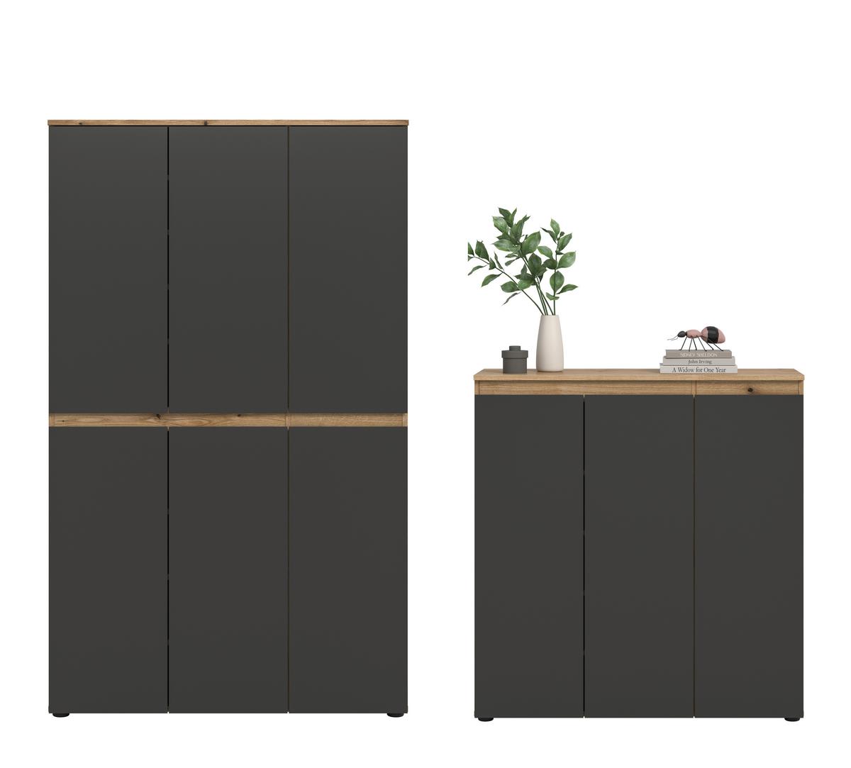 Garderobenschrank Scarpa Eiche Dekor, Anthrazit B:175cm - Eichefarben/Anthrazit, Design, Holzwerkstoff (235/175/37cm) - Livetastic