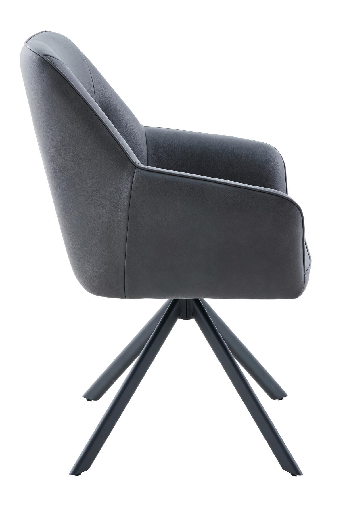 Armlehnstuhl-Set Polina S 2er-Set - Anthrazit/Schwarz, MODERN, Textil/Metall (62/92/67cm) - MID.YOU