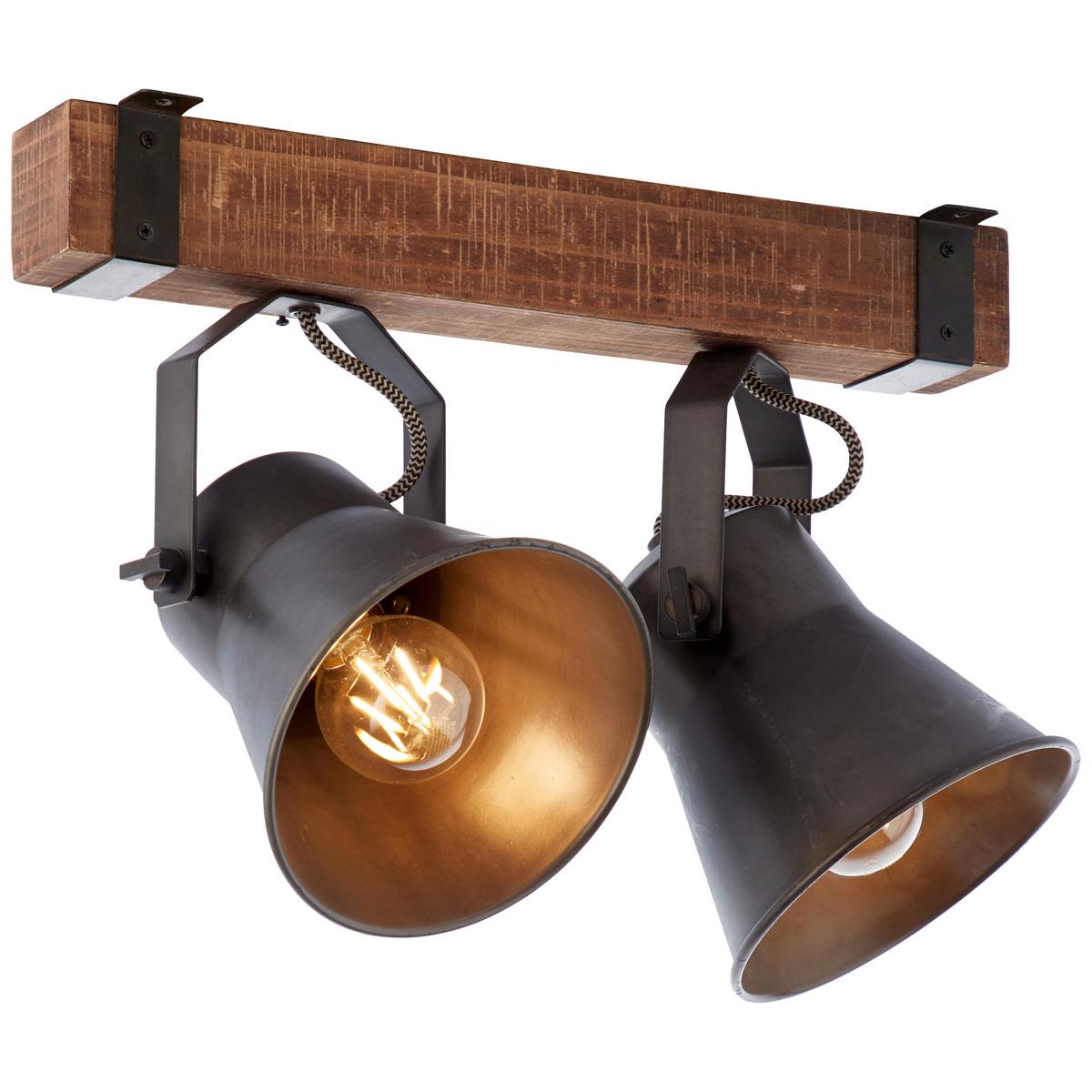 Strahler Plow 2-flammig Drehbar, Schwenkbar L: 40 Cm - Schwarz, Design, Holz/Metall (40/24cm) - Brilliant