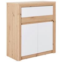 Komód Kashmir New 84/98 Cm - tölgyfa színű/fehér, Modern (84/98/41cm) - James Wood