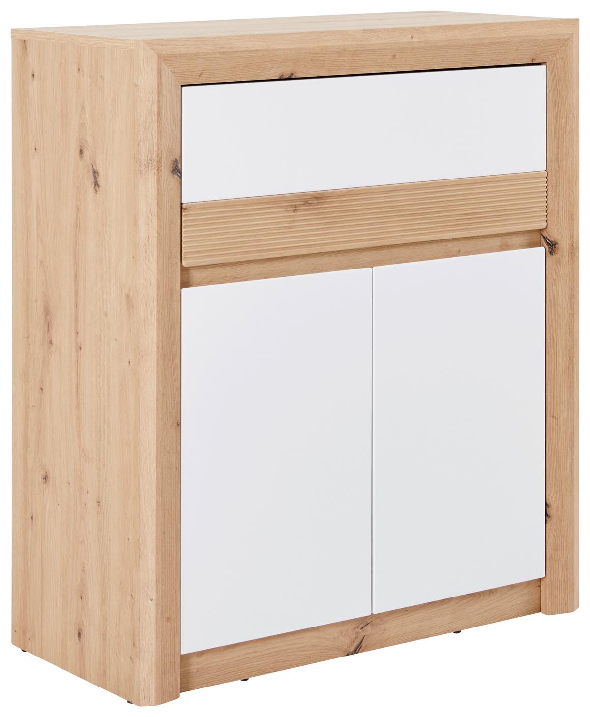 Komód Kashmir New 84/98 Cm - tölgyfa színű/fehér, Modern (84/98/41cm) - James Wood