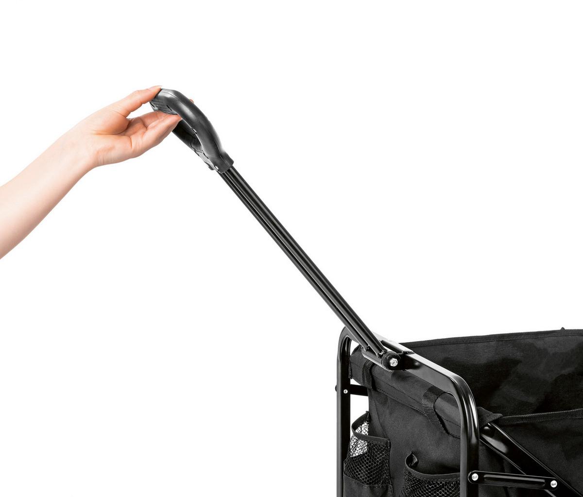 Bollerwagen Praktik Schwarz Max. 80 Kg mit Staufächern - Schwarz, MODERN, Kunststoff/Metall (67/16,5/50,5cm) - TV - Unser Original