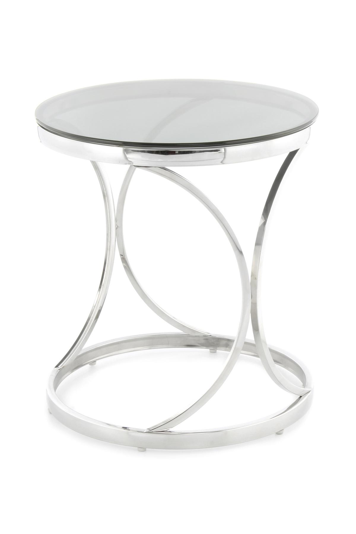 Beistellitsch mit Glasplatte Weyda, Silber/Schwarz - Silberfarben/Schwarz, Basics, Glas/Metall (50/50/55cm) - Kayoom