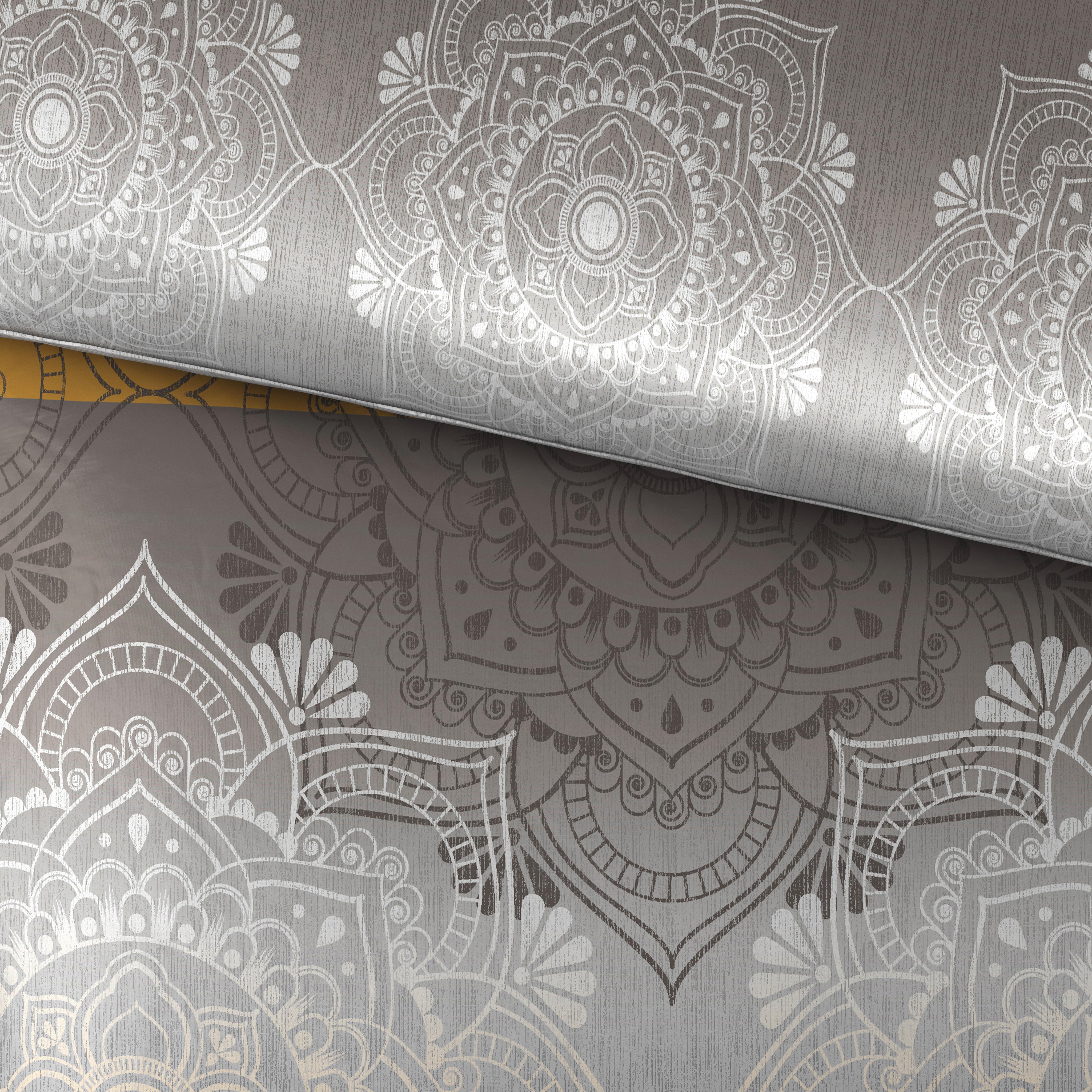 Satin Bettwäsche 140x200 cm Donatella Schwarz/Silber/Gold - Silberfarben/Goldfarben, MODERN, Textil (140/200cm) - Luca Bessoni