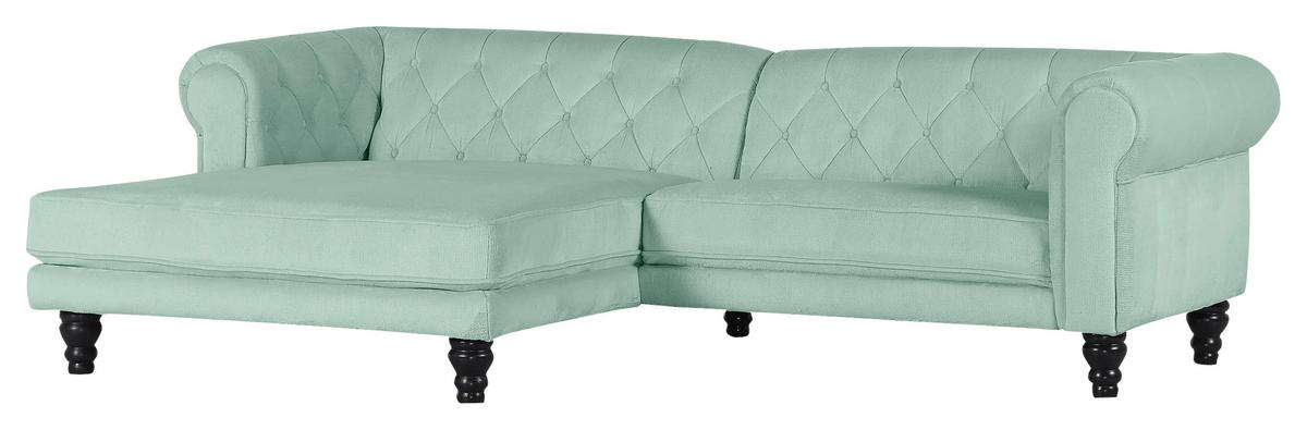 Ecksofa Junte Mintgrün S: 160x260 Cm - Dunkelbraun/Mintgrün, Design, Textil (160/260cm) - MID.YOU