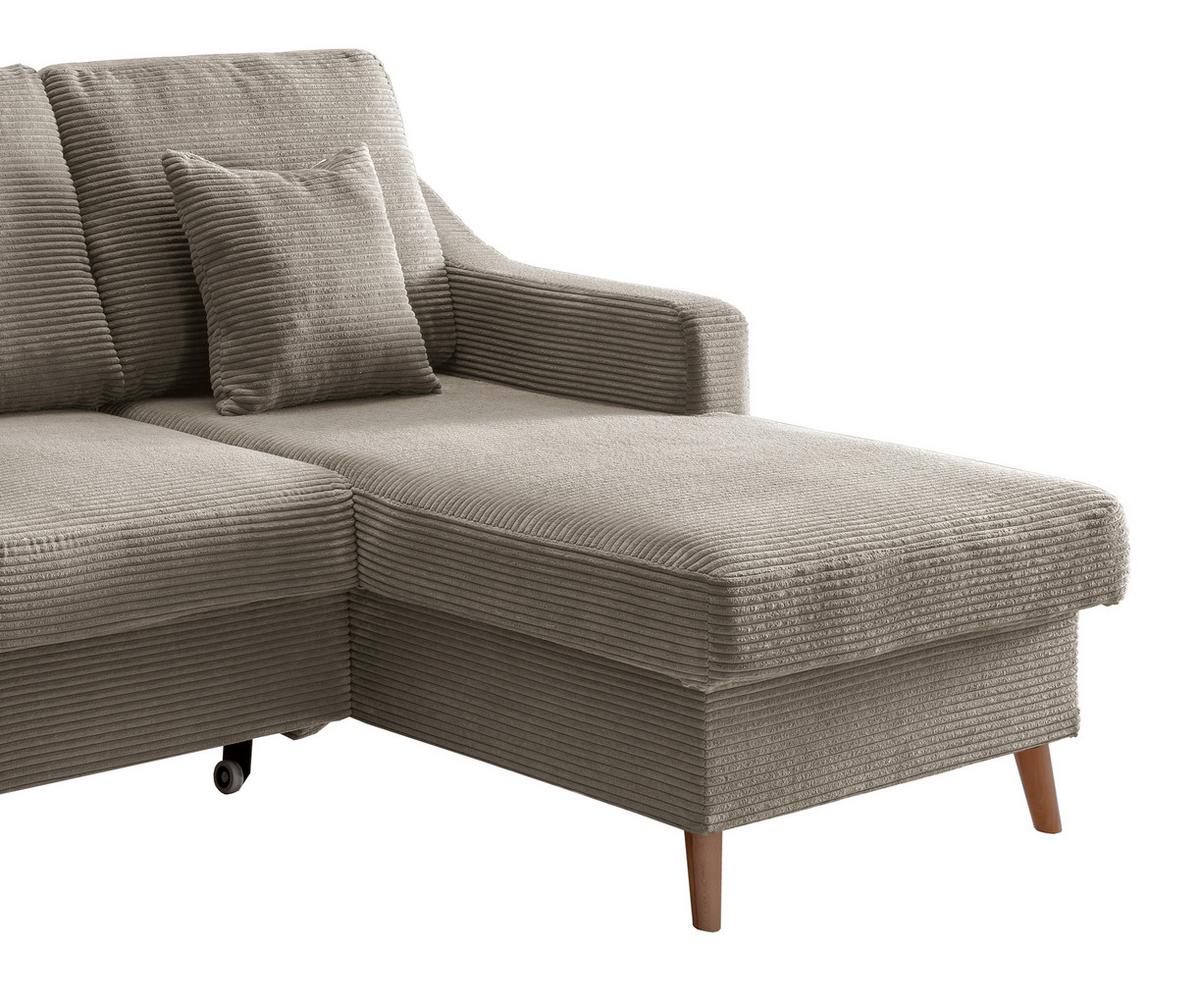 Ecksofa Valentina - Graubraun/Naturfarben, Design, Textil (228/150cm) - P & B