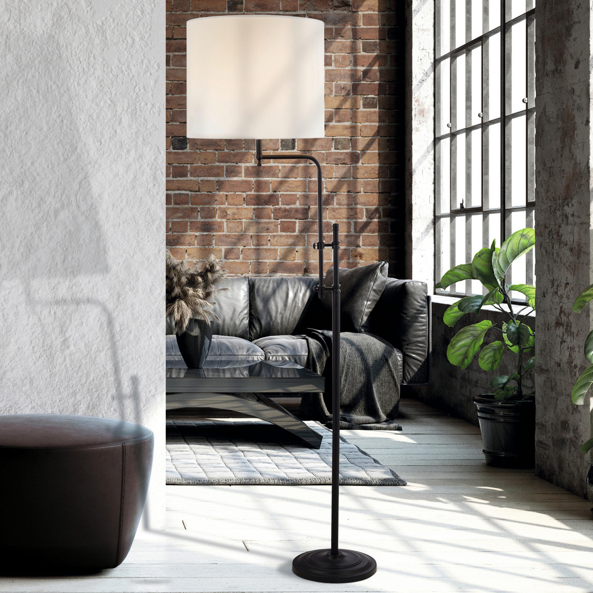Stehleuchte Eu12083-1bk - Schwarz/Naturfarben, Basics, Kunststoff/Textil (35/51/140cm)