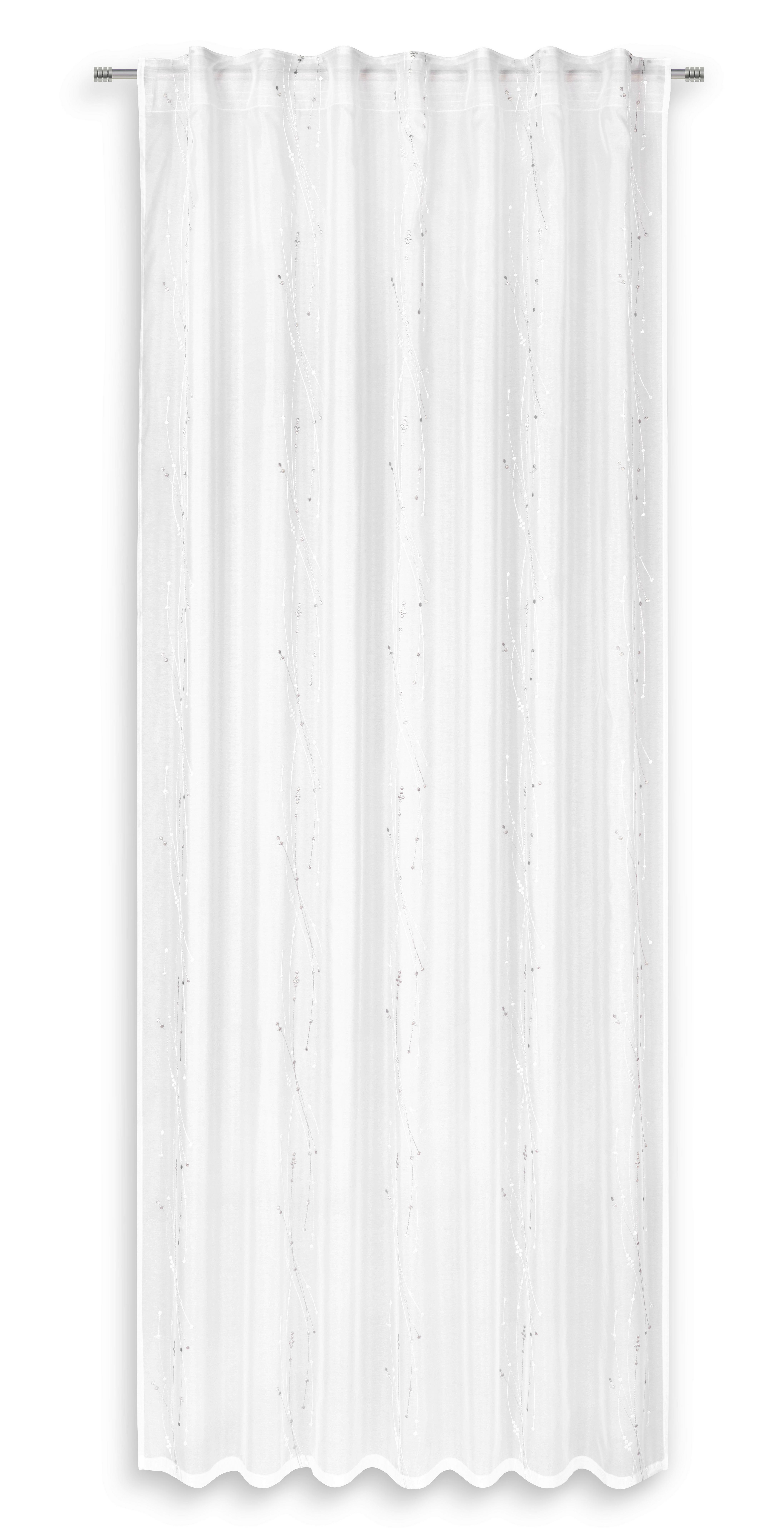 Fertigvorhang Elisa - Silberfarben/Weiß, MODERN, Textil (140/245cm) - Luca Bessoni