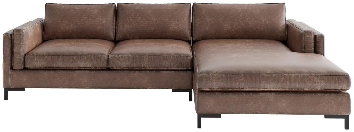 Ecksofa Packo Rotbraun S: 265x160 cm - Rotbraun/Schwarz, Design, Textil (265/160cm) - Livetastic