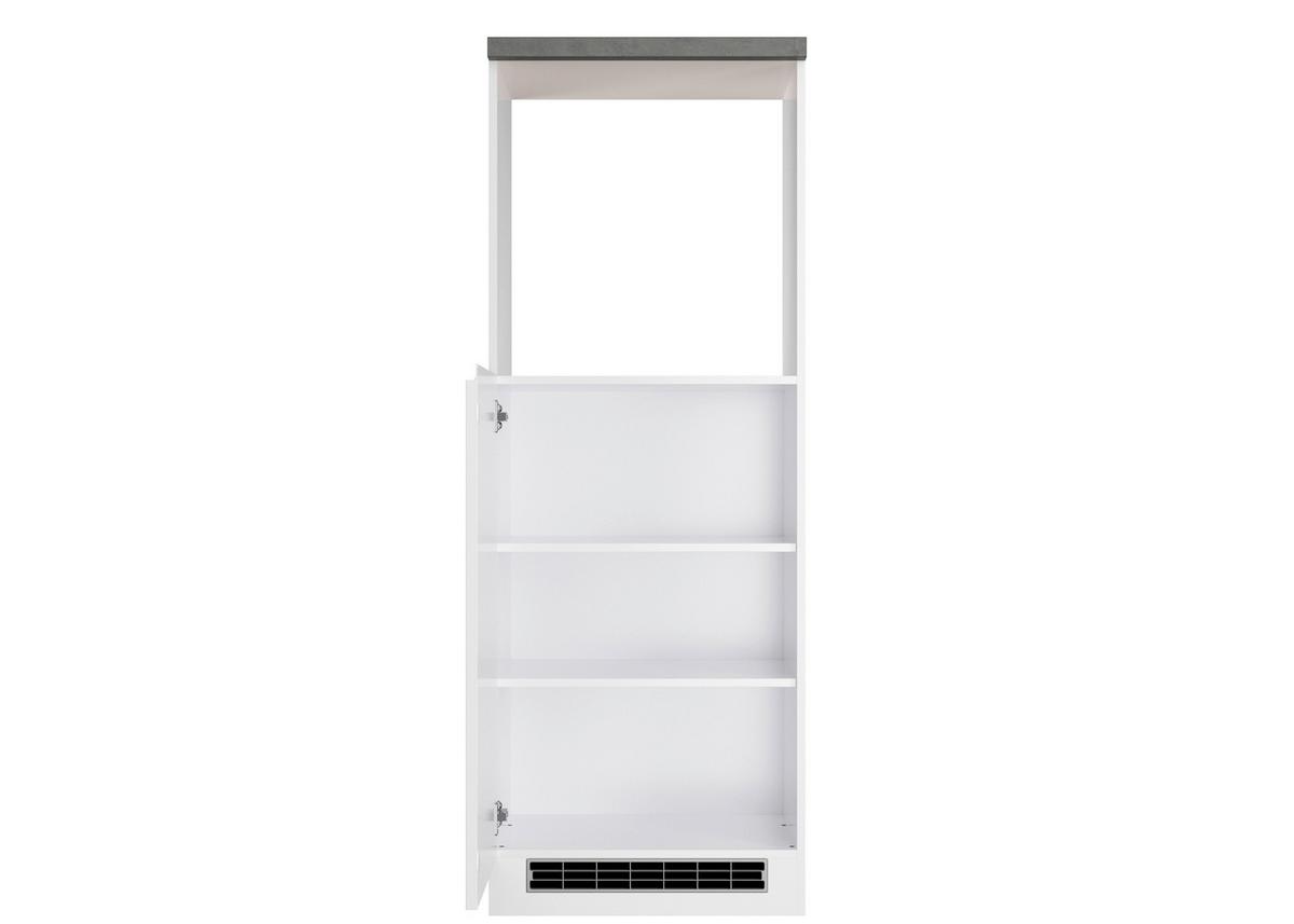 Herdumbauschrank Monza B: 60 cm Weiß/Grau - Weiß Hochglanz/Weiß, LIFESTYLE, Holzwerkstoff (60/86/60cm) - Held
