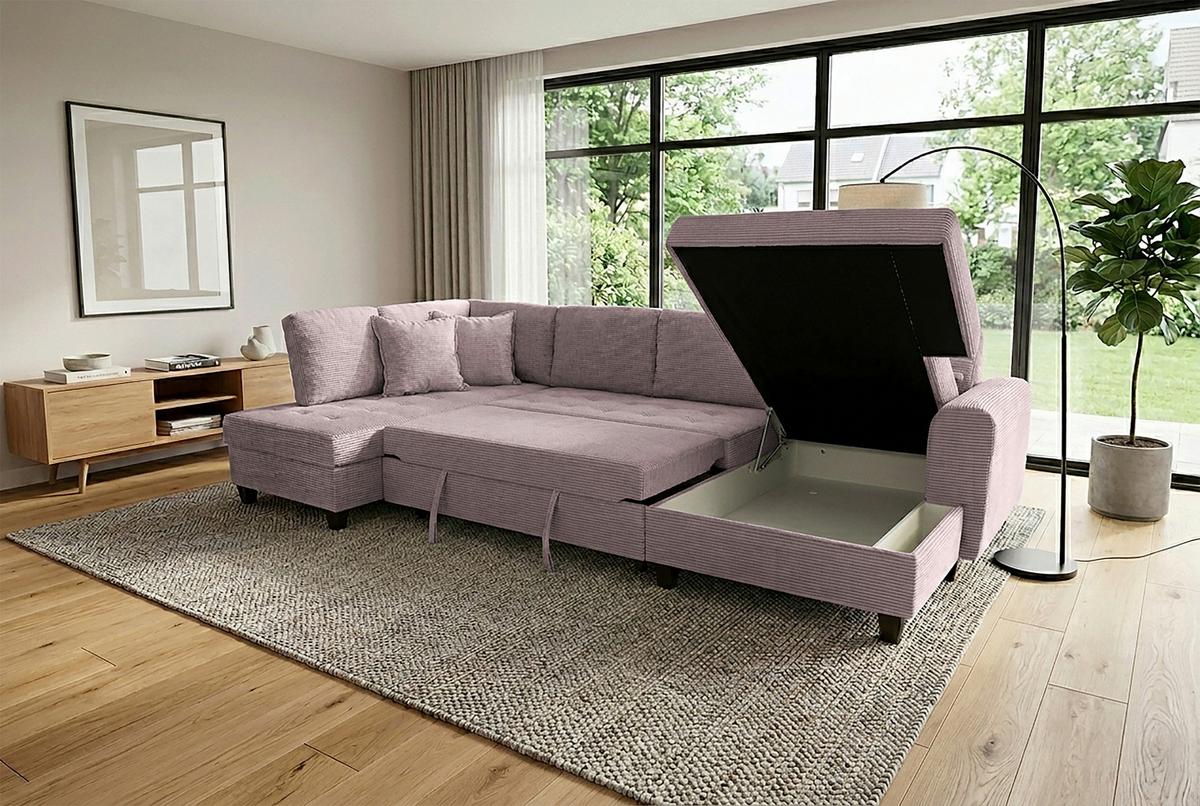 Wohnlandschaft Moritz Rosa U-Form: 178x324x155 cm - Rosa, Trend, Textil (178/324/155cm)