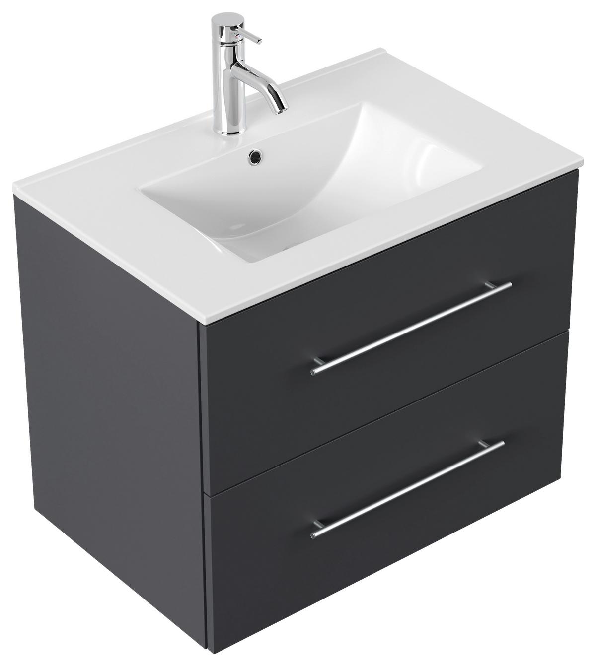 WASCHTISCHKOMBI Homeline, Graphitf, B: 71 cm - Graphitfarben/Weiß, Basics, Keramik/Holzwerkstoff (71cm) - MID.YOU