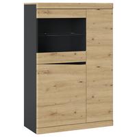 Vitrine Turino Eiche Artisan Anthrazit B: 86 cm - Anthrazit/Schwarz, Trend, Glas/Holzwerkstoff (86/130,8/39,9cm) - Sony
