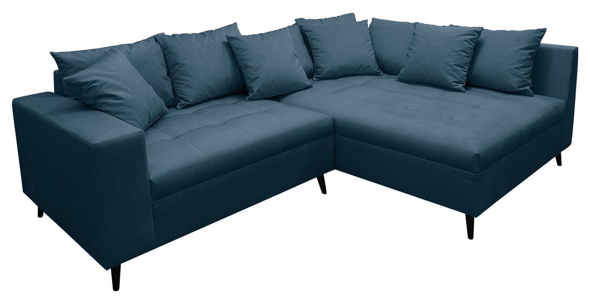 Ecksofa Pruno Dunkelblau S: 247x174 Cm - Schwarz/Dunkelblau, Design, Textil (247/174cm) - MID.YOU