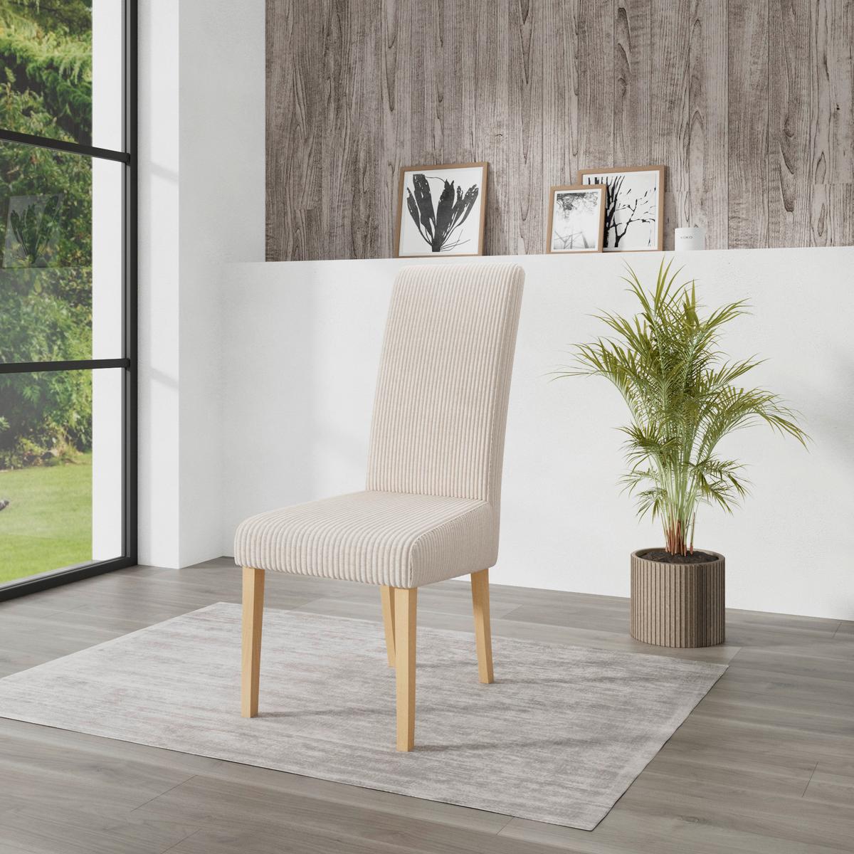 STUHL ROKO - Eichefarben/Beige, MODERN, Holz/Textil (46/101/62cm)