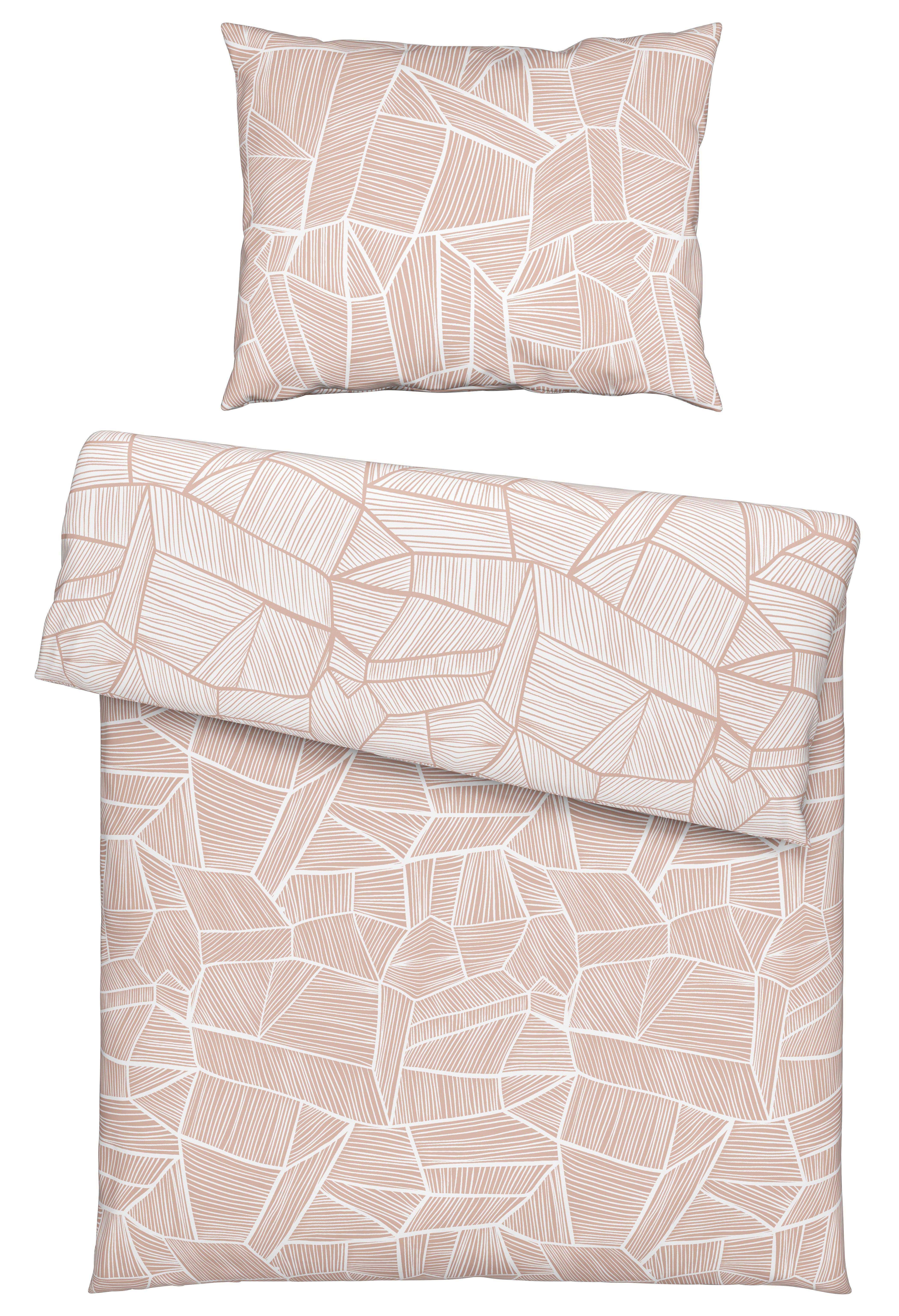 Obojstranná Posteľná Bielizeň Tessa Wende, 140/200cm, Ružová - biela/ružová, Konvenčný, textil (140/200cm) - Modern Living