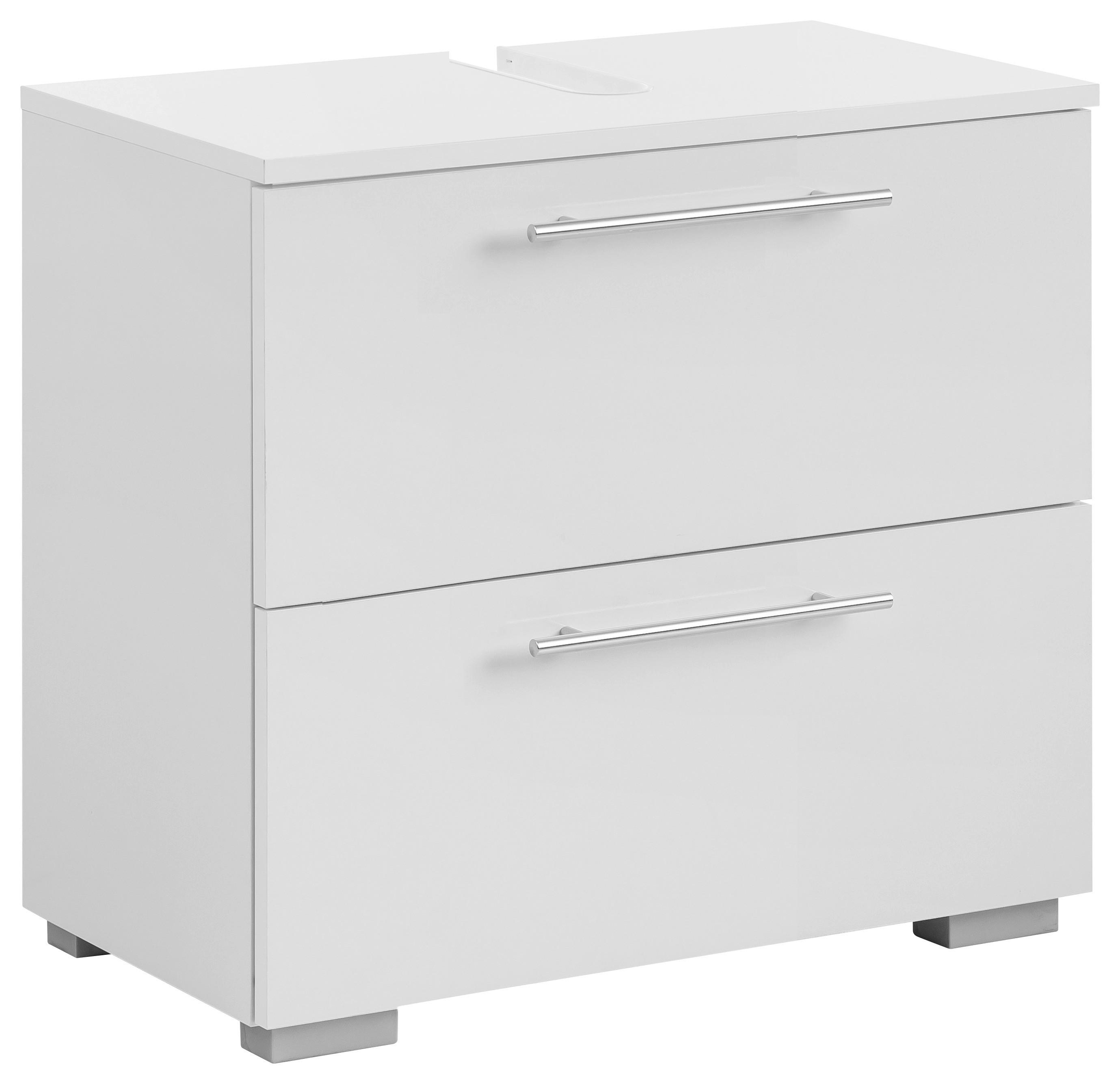 Waschbeckenunterschrank Carlos B: 60,2 cm Weiß - Silberfarben/Weiß, KONVENTIONELL, Holzwerkstoff (60,2/59,1/35cm) - MID.YOU