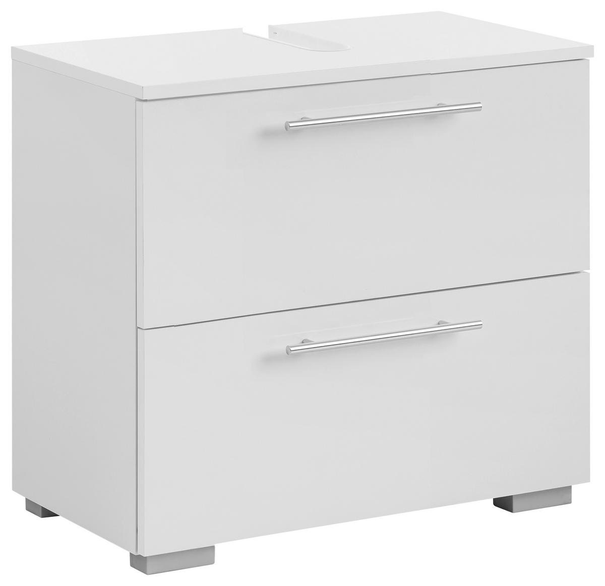 Waschbeckenunterschrank Carlos B: 60,2 cm Weiß - Silberfarben/Weiß, KONVENTIONELL, Holzwerkstoff (60,2/59,1/35cm) - MID.YOU