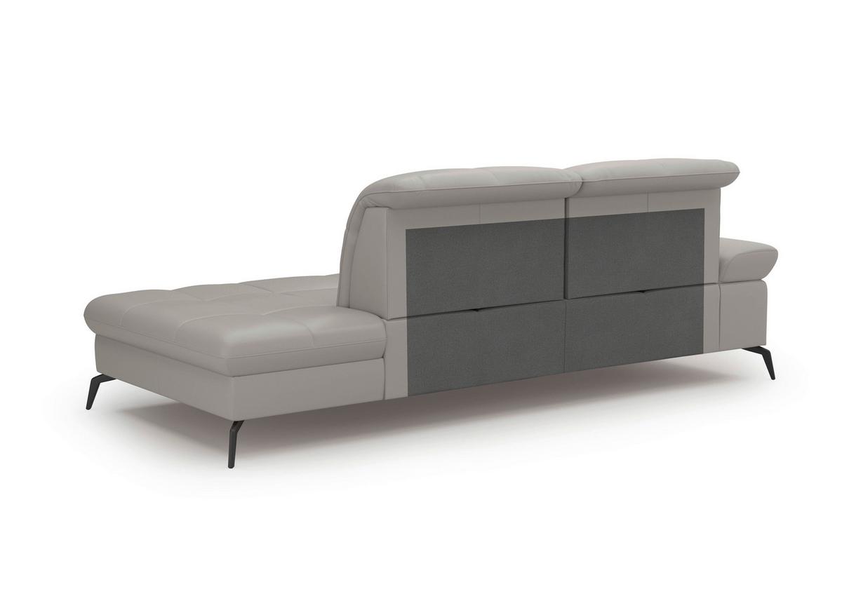 Récamiere Amica E, Hellgrau B: 231 Cm - Hellgrau/Schwarz, KONVENTIONELL, Leder/Textil (231/90/122cm) - Sit & More