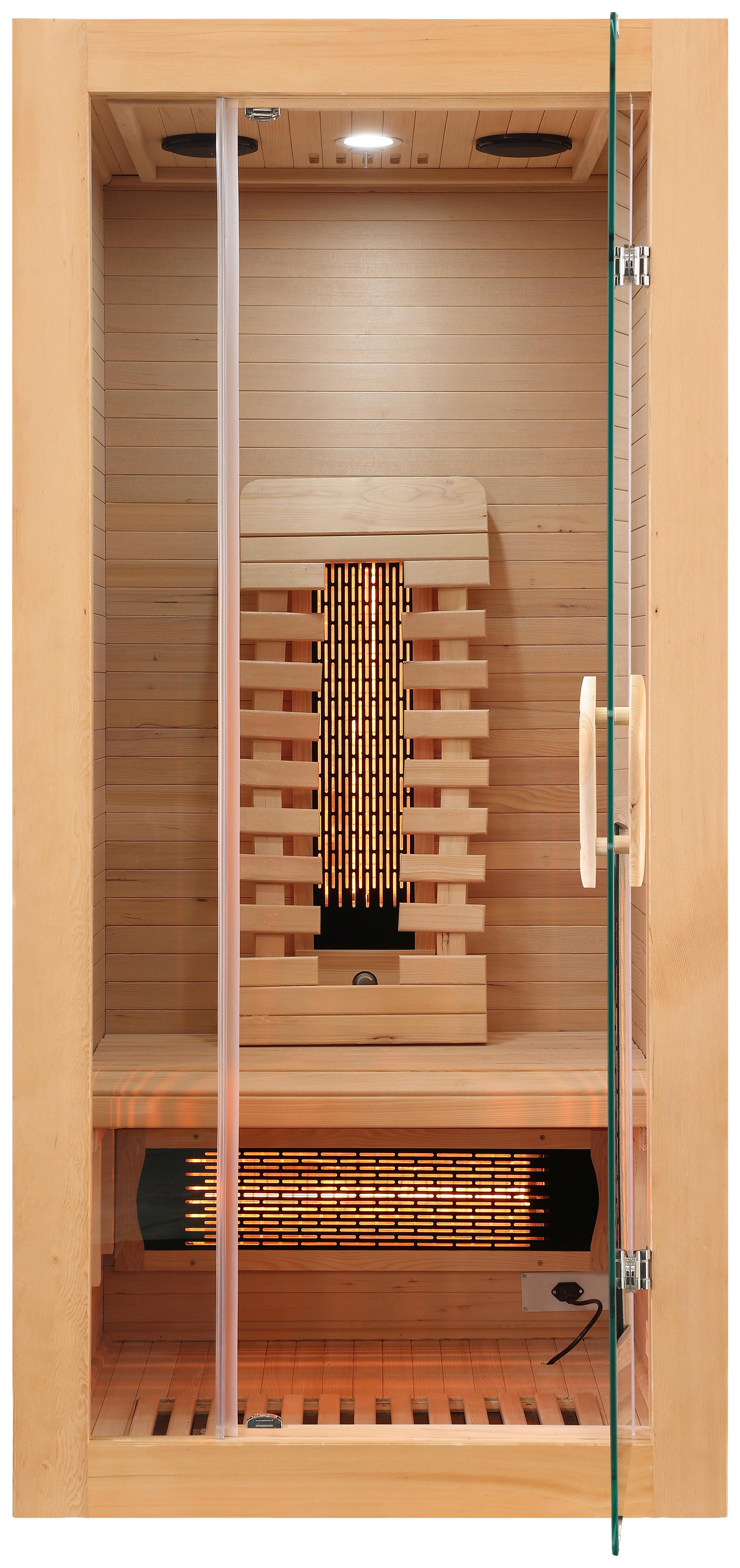 Infrarotkabine Ergonomische Rückenlehnen - Naturfarben, Basics, Glas/Holz (90/190/90cm) - Sanotechnik