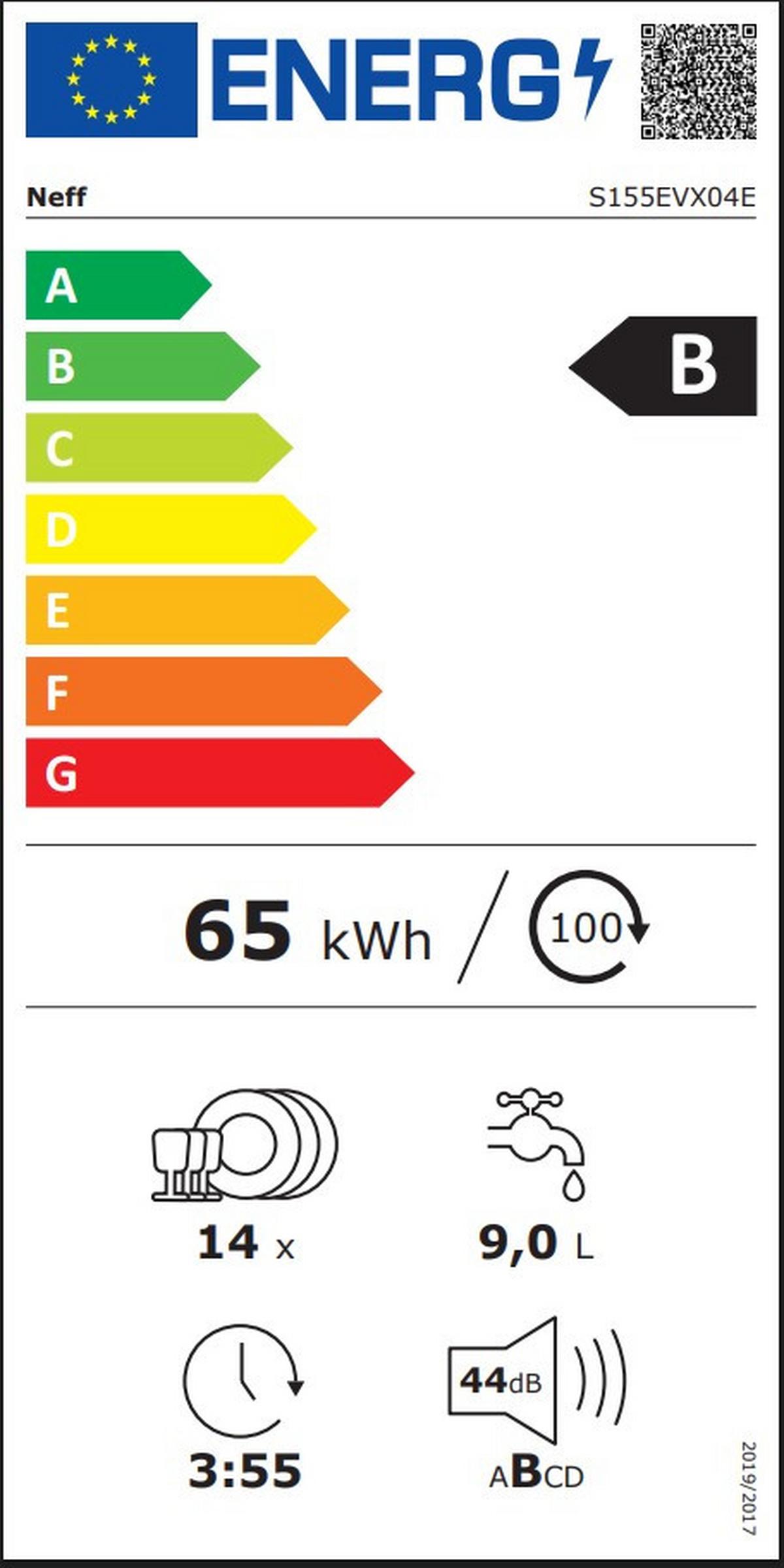 Geschirrspüler S155evx04e - Basics (59,8/81,5/55cm) - Neff