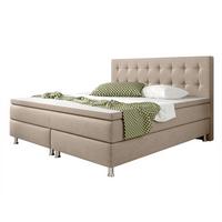 Boxspringbett Mit Topper 180x200 Köln - Silberfarben/Cappuccino, KONVENTIONELL, Textil (180/115/210cm) - MID.YOU