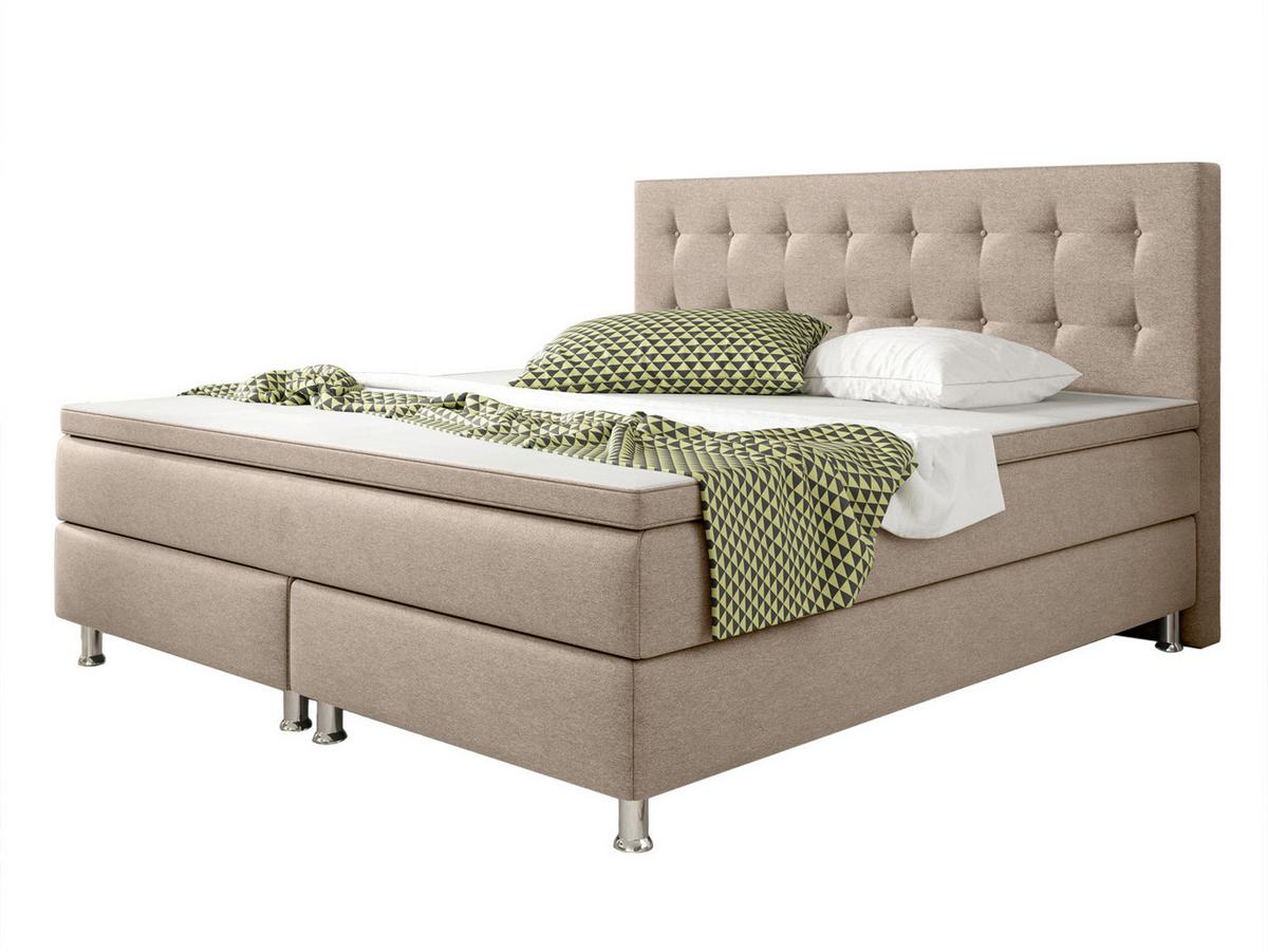 Boxspringbett Mit Topper 180x200 Köln - Silberfarben/Cappuccino, KONVENTIONELL, Textil (180/115/210cm) - MID.YOU