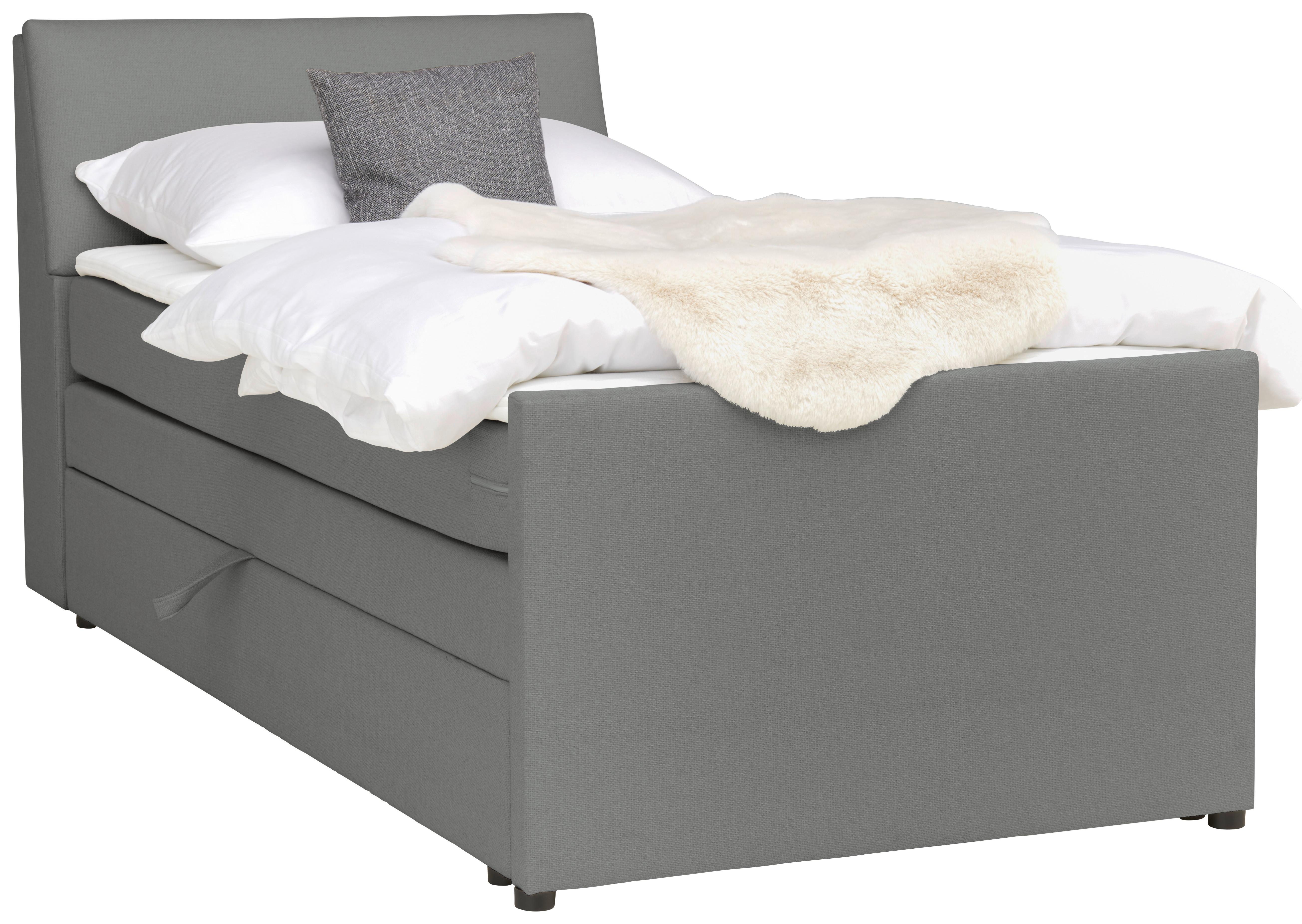 Boxspringbett Mit Bettkasten Nida 120x200 Cm Grau - Schwarz/Grau, MODERN, Holz/Textil (120/200cm) - MID.YOU