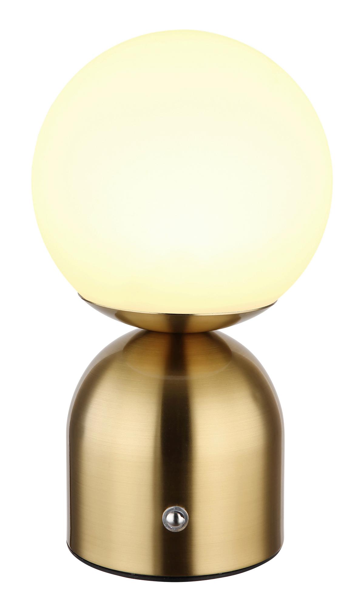 Akku-tischleuchte 21006m - Messingfarben/Opal, KONVENTIONELL, Kunststoff/Metall (12/21cm) - Globo