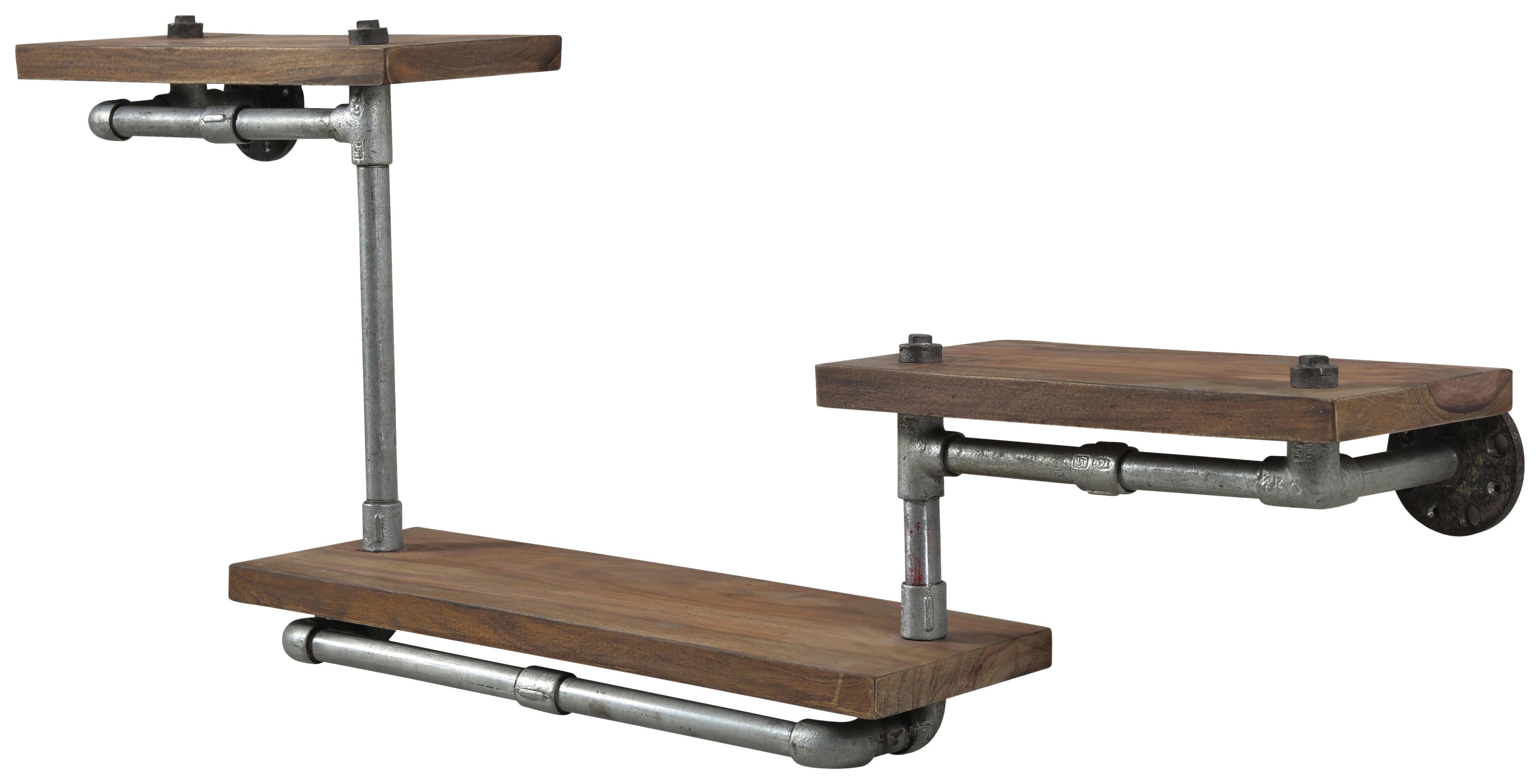 Wandboard Castelo B: 132 cm Echtholz - Silberfarben/Naturfarben, Basics, Holz/Metall (132/50/25cm)