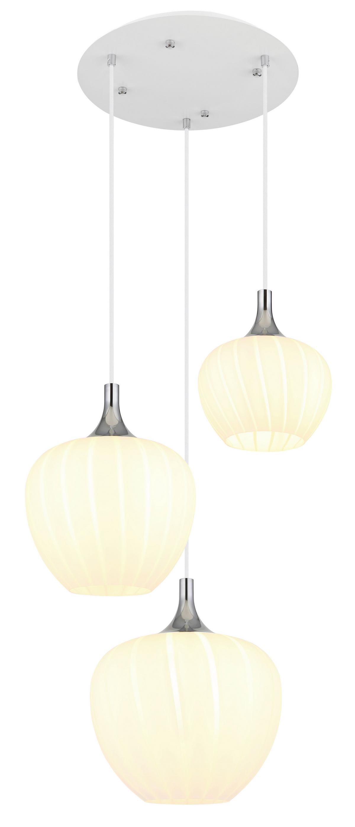 Hängeleuchte, E27 15548-3hw - Chromfarben/Weiß, KONVENTIONELL, Glas/Metall (48/120cm) - Globo