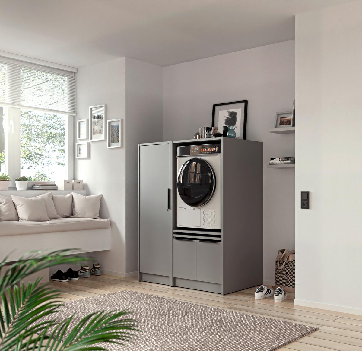 SKŘÍŇKA NAD PRAČKU TIDY HERO - šedá/černá, Basics, kov/kompozitní dřevo (70/150/68cm) - P & B