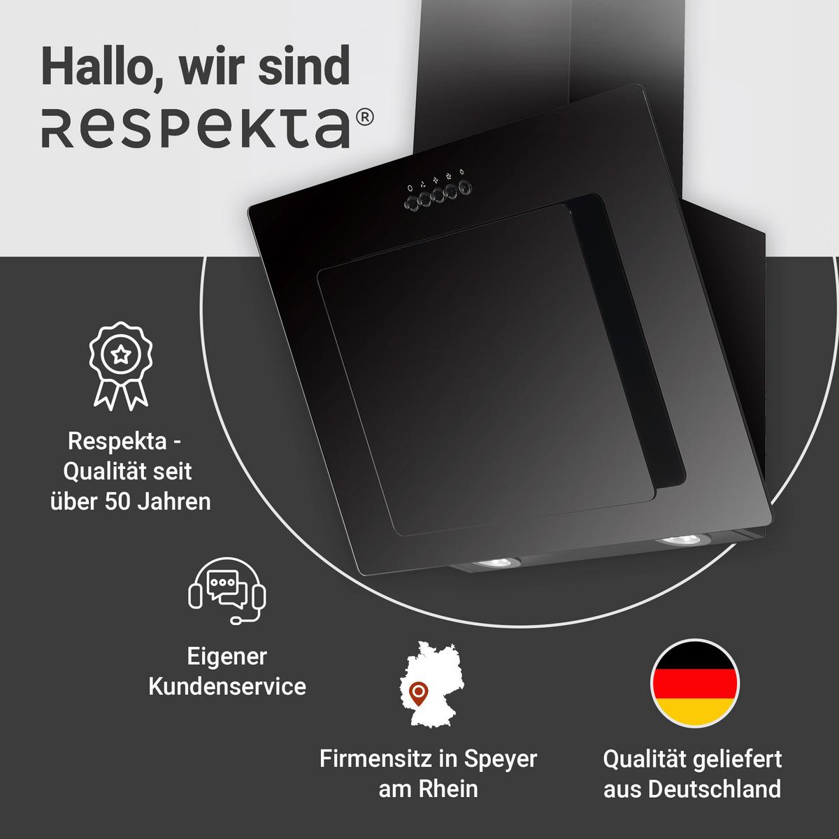 Dunstabzugshaube Respekta Bxh 59,8 X 72,7-110, 7 Cm - Schwarz, Trend, Glas/Metall (59,8/72,7-110,7/30,5cm) - Respekta