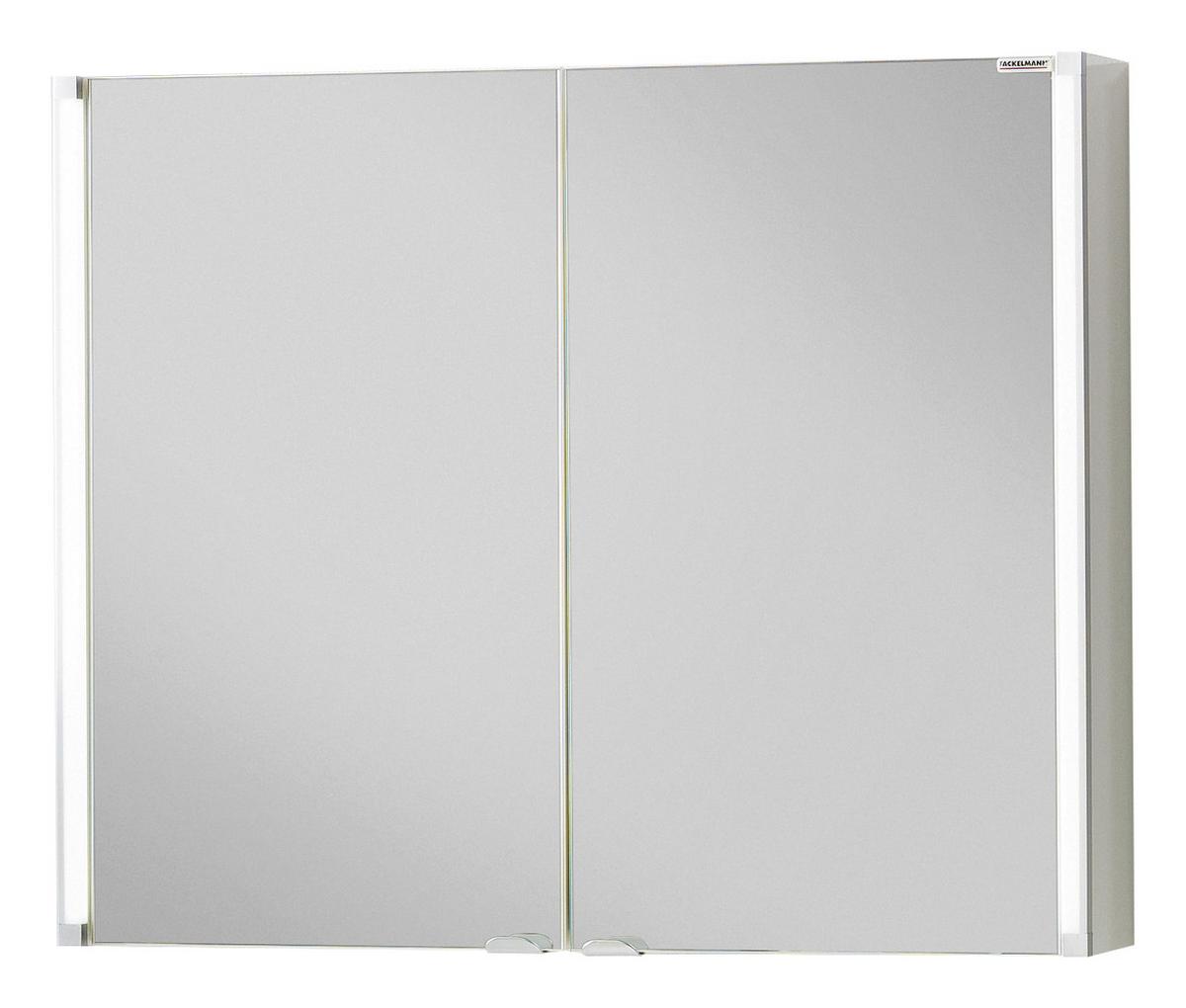 Spiegelschrank LED-Line 2-Türig BxHxT: 81x67x16,5 cm - Weiß, MODERN, Glas/Holzwerkstoff (81/67/16,5cm) - MID.YOU
