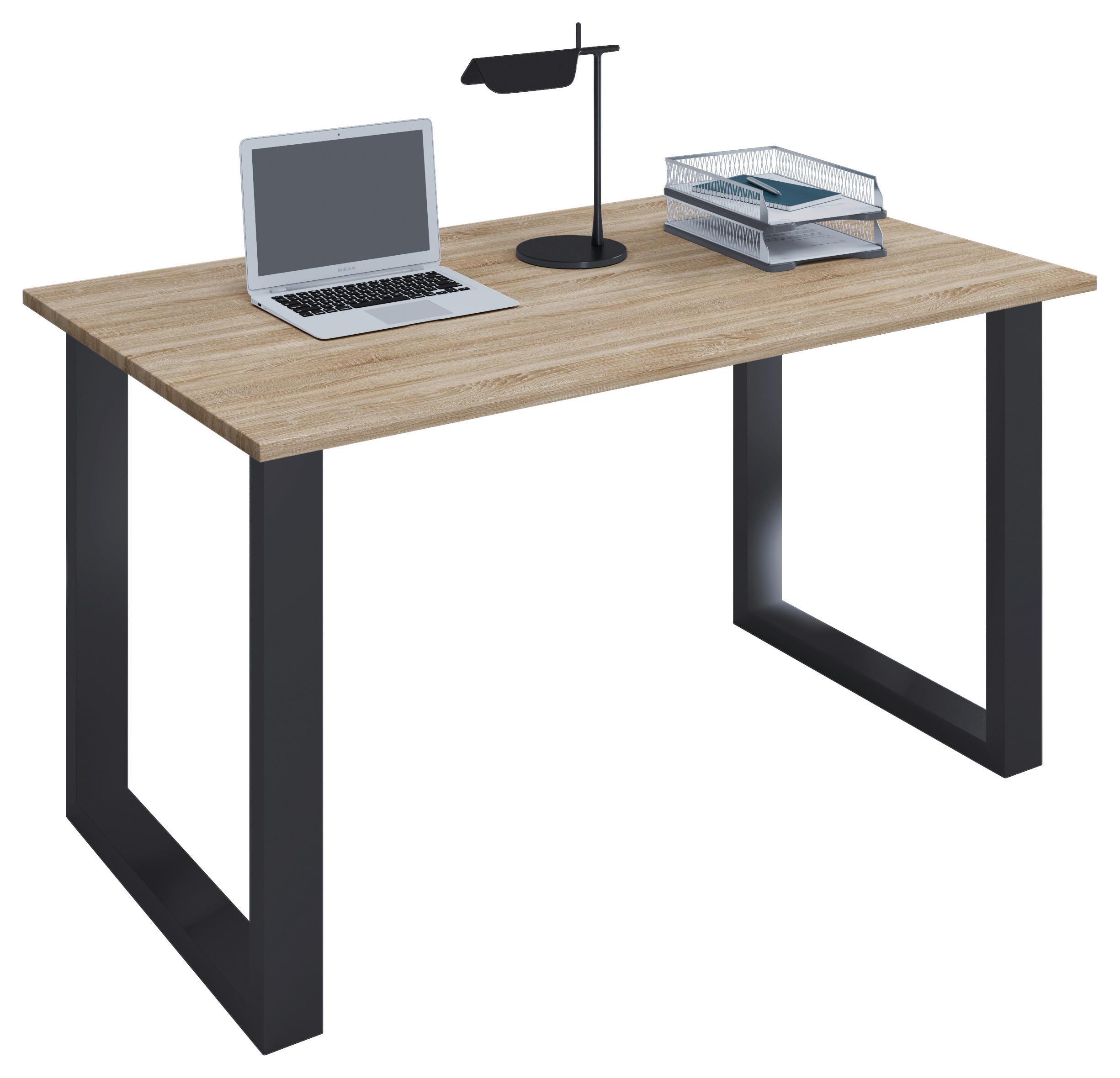 Schreibtisch Lona Sonoma Eiche B: 50 cm - Schwarz/Sonoma Eiche, MODERN, Holzwerkstoff/Metall (140/50/76cm) - MID.YOU