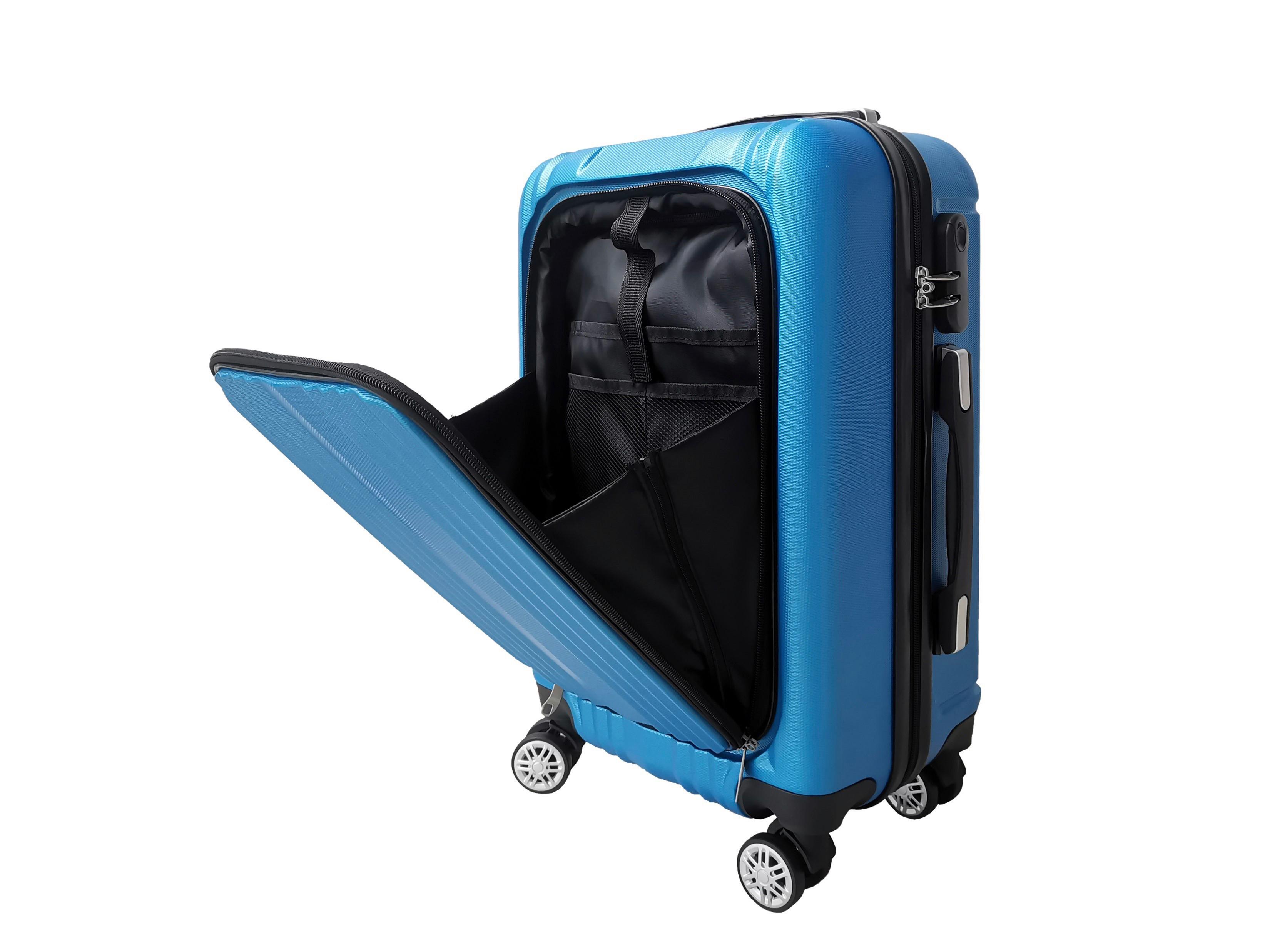 Reisekoffer Set 3-Tlg Verona 4 Rollen Hartschale - Blau, Design, Kunststoff/Textil - Luca Bessoni