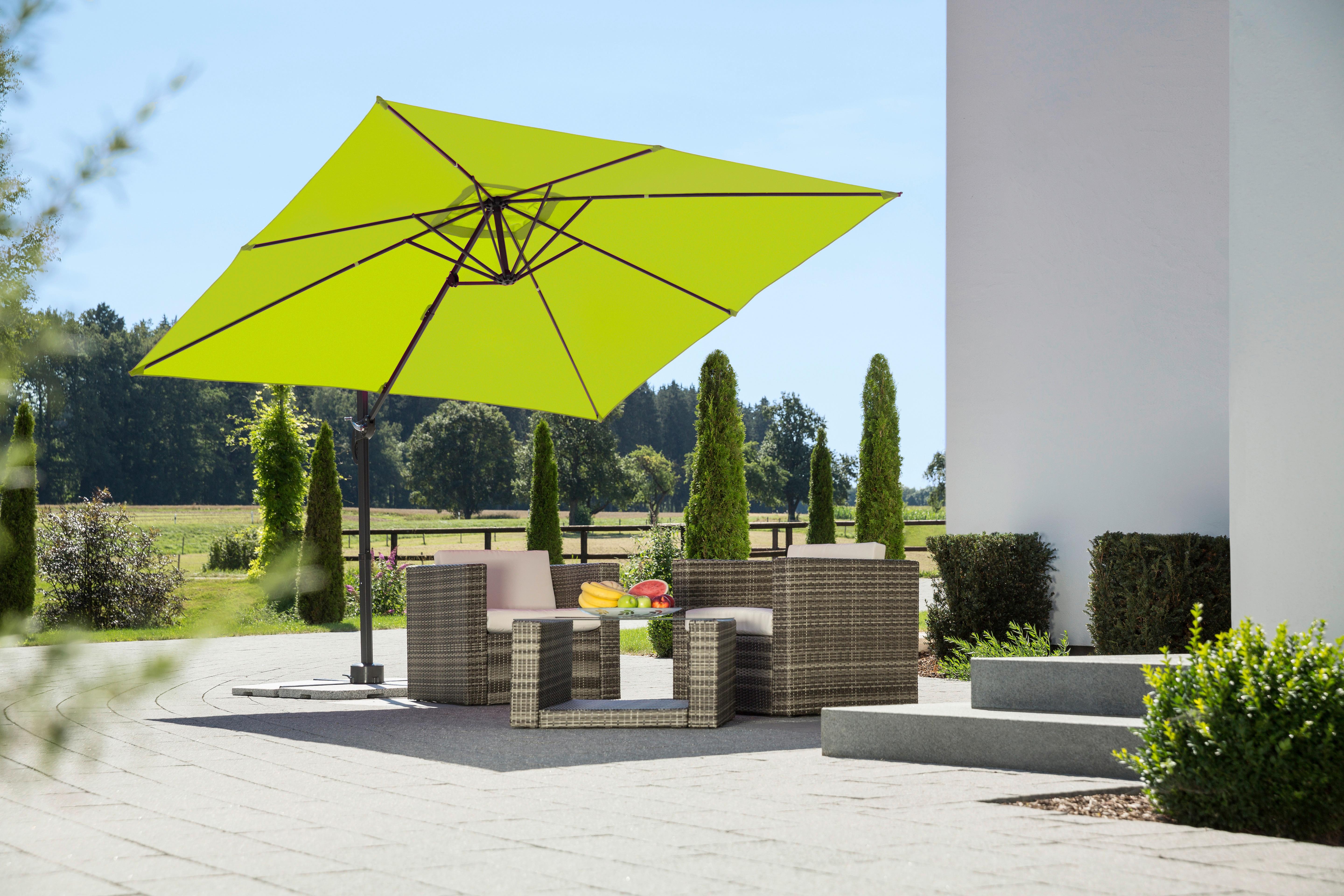 Ampelschirm Rhodos Junior BxHxT: 338x239x270 cm Grün - Anthrazit/Grün, Basics, Textil/Metall (338/239/270cm) - Schneider