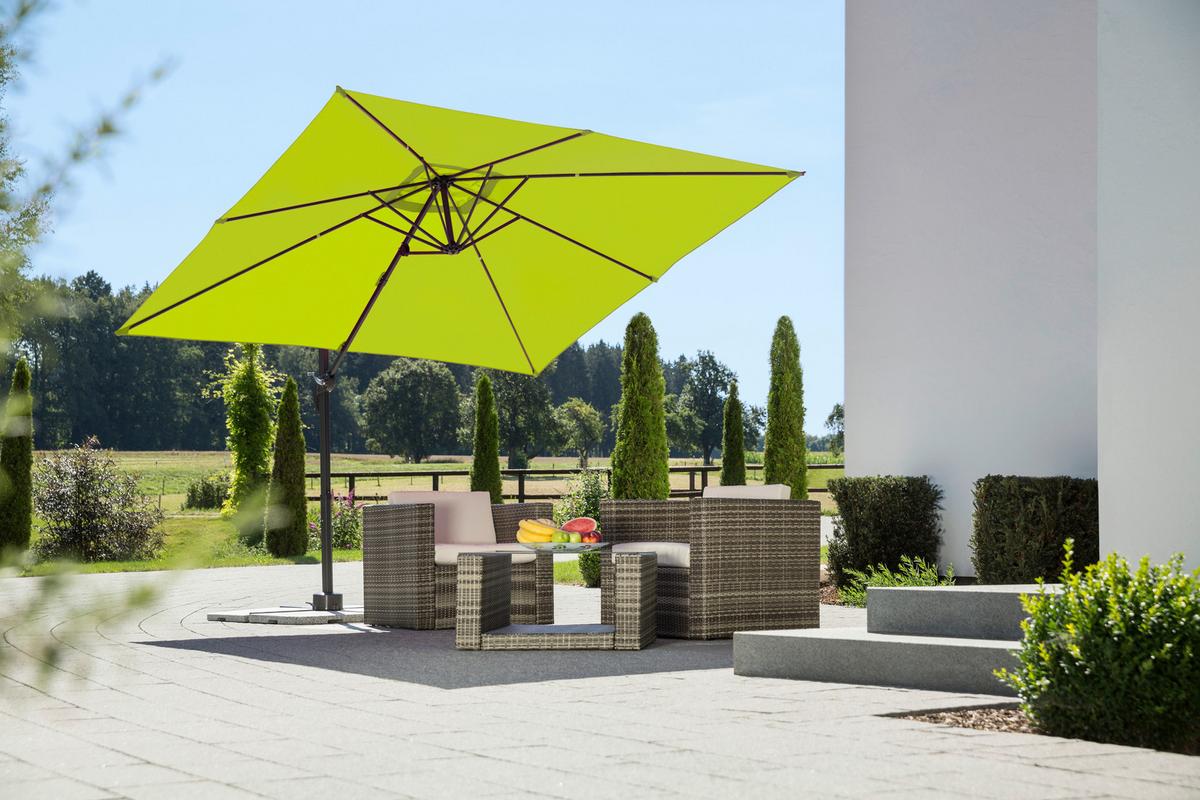 Ampelschirm Rhodos Junior BxHxT: 338x239x270 cm Grün - Anthrazit/Grün, Basics, Textil/Metall (338/239/270cm) - Schneider