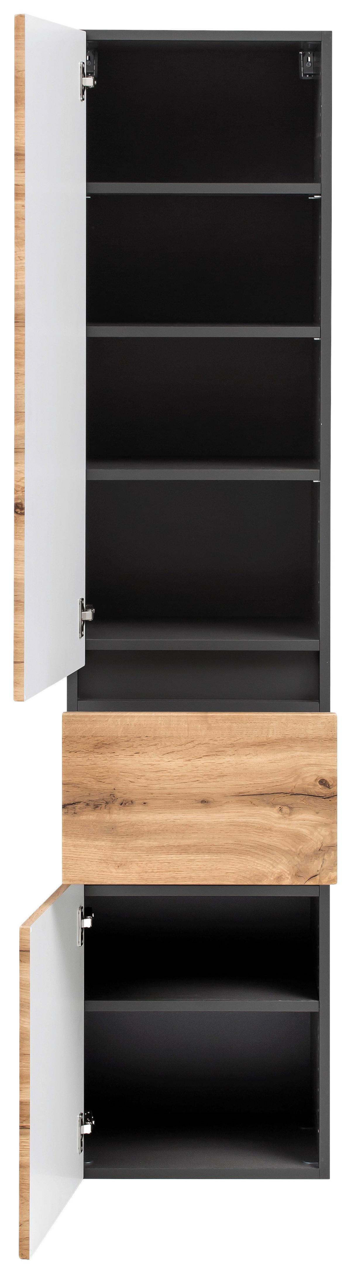 Hochschrank Kopenhagen B: 40 Cm Graphit-/eichefarben - Eichefarben/Silberfarben, KONVENTIONELL, Holzwerkstoff (40/180/35cm) - Held