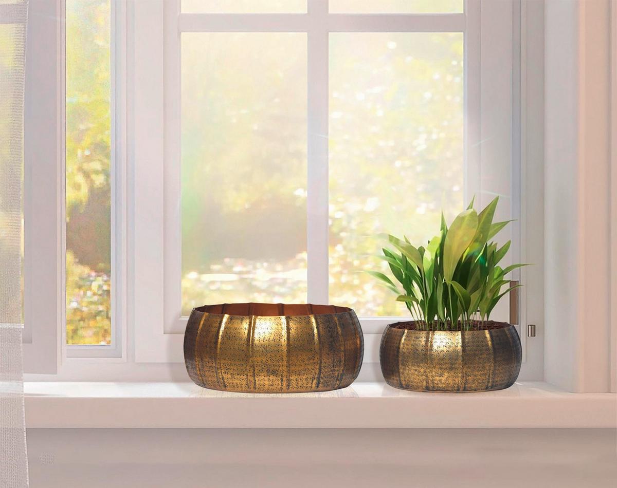 Dekovase 2er Set Goldfarben B: 39 cm - Goldfarben, Design, Metall (39/17/39cm) - Livetastic