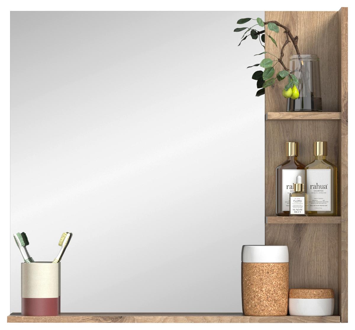 Wandspiegel Mason 79x73 cm Eichefarben - Eichefarben/Grau, MODERN, Glas/Holzwerkstoff (79/73/13cm) - MID.YOU