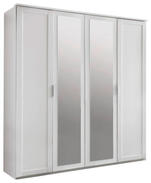 Drehtürenschrank Mit Spiegel 180cm Nadja, Weiß Dekor - Weiß, KONVENTIONELL, Glas/Holzwerkstoff (180/210/58cm) - MID.YOU