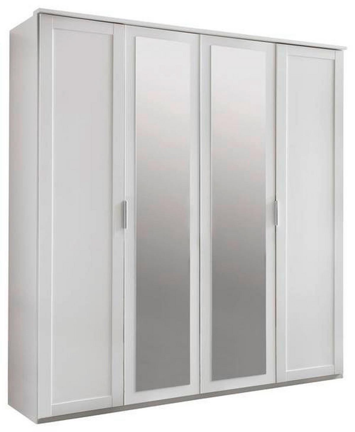 Drehtürenschrank Mit Spiegel 180cm Nadja, Weiß Dekor - Weiß, KONVENTIONELL, Glas/Holzwerkstoff (180/210/58cm) - MID.YOU