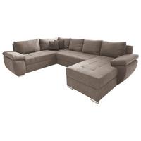 Wohnlandschaft Terana Mit Schlaffunktion, Taupe - Taupe/Chromfarben, KONVENTIONELL, Textil (219/305/157cm) - Livetastic