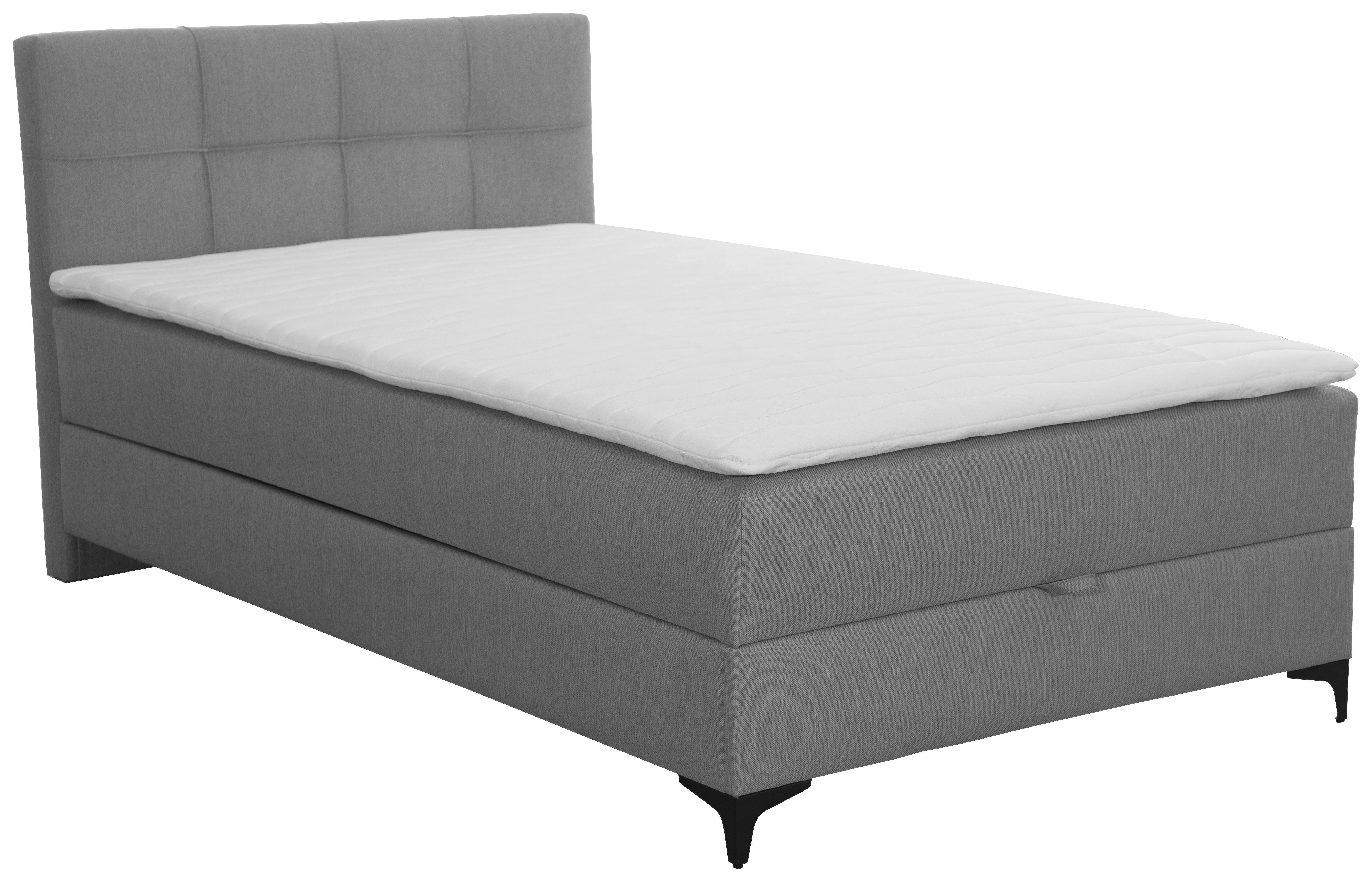 Polsterbett mit Matratze 120x200 Freddie Grau - Schwarz/Grau, KONVENTIONELL, Textil (120/200cm)