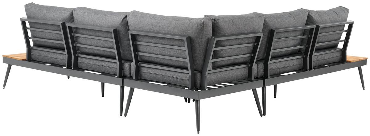 Terasová sedací souprava MANOCA - šedá/barvy hliníku, Moderní, kov/dřevo (247/247cm) - Beldano