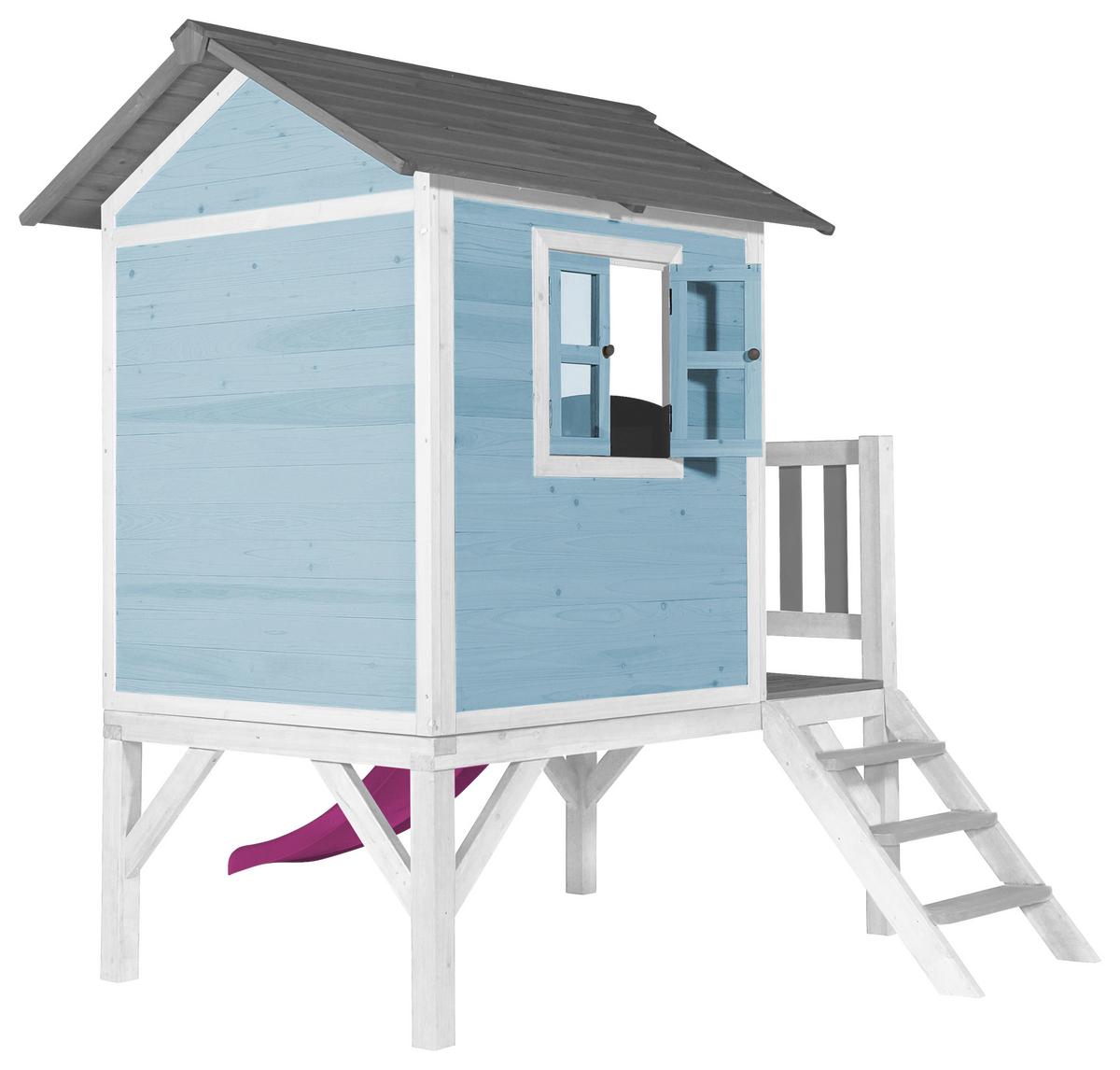 Spielhaus C050.002.41 - Blau/Lila, KONVENTIONELL, Holz/Kunststoff (240/189/167cm) - Ambia Garden