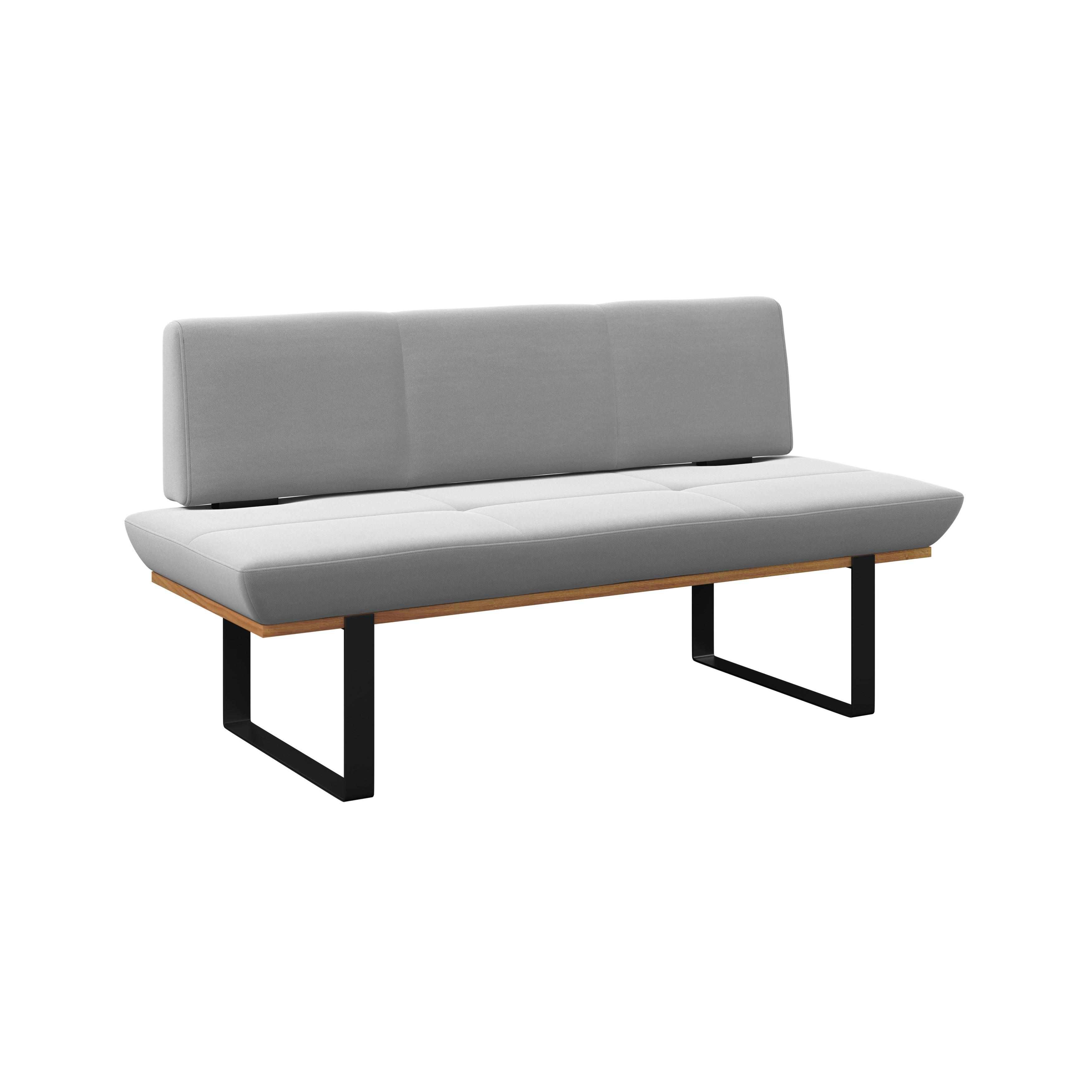 Sitzbank Tristan Webstoff hellgrau, B: 170cm - Hellgrau/Schwarz, MODERN, Holz/Textil (170/48/90cm) - James Wood