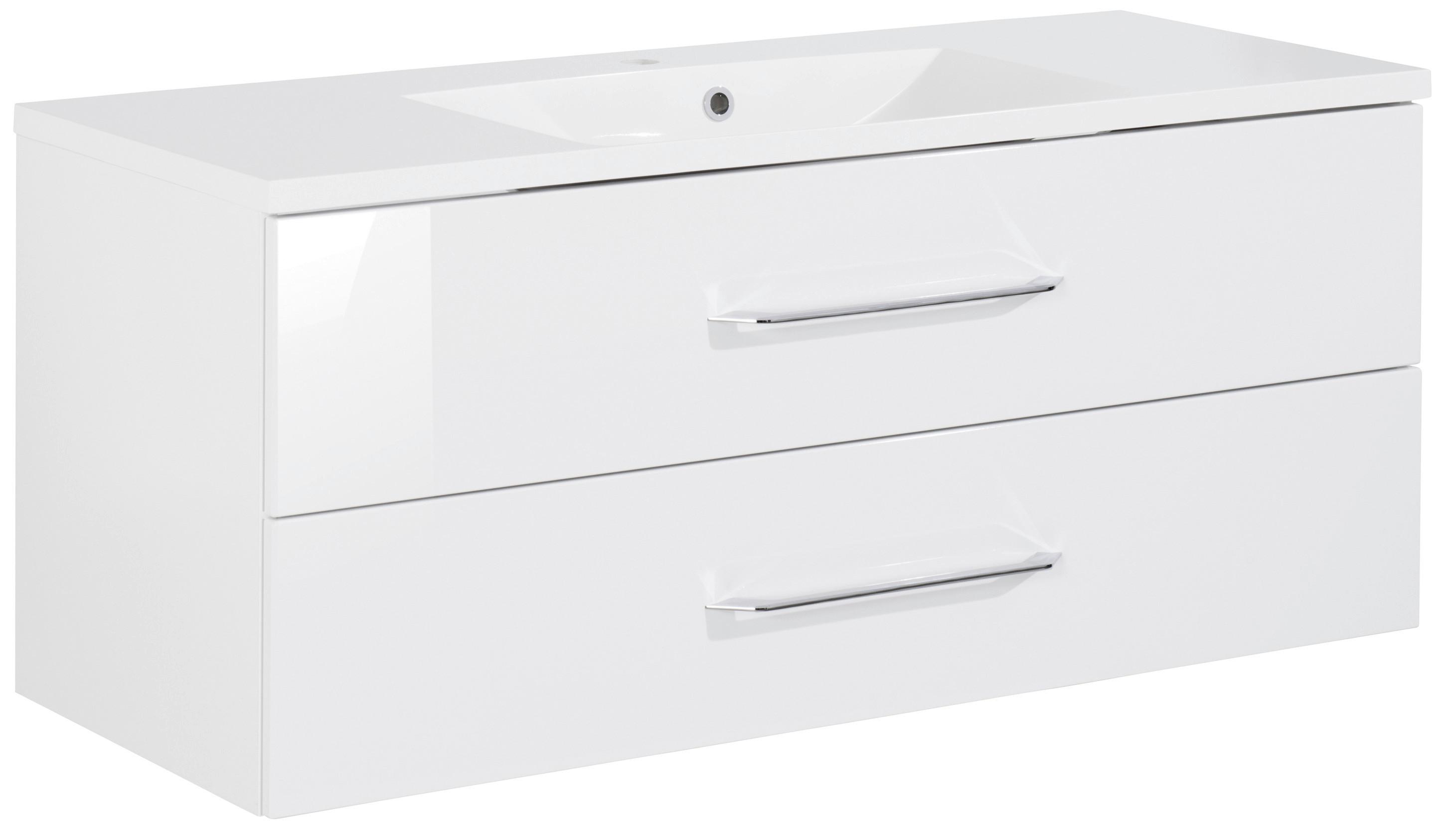 Waschbecken mit Unterschrank Clever B: 120 cm Weiß - Weiß, MODERN, Holzwerkstoff/Kunststoff (120cm) - MID.YOU